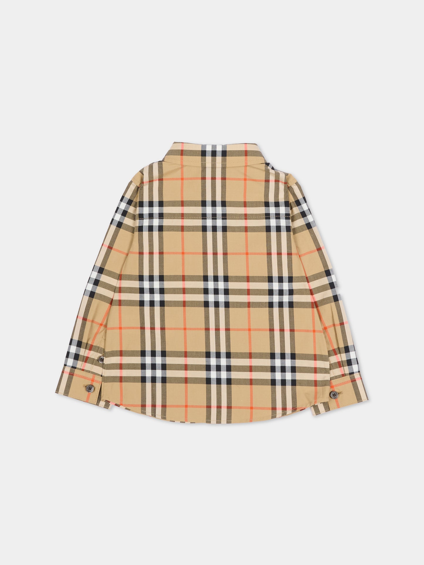 Camicia beige per neonato check vintage