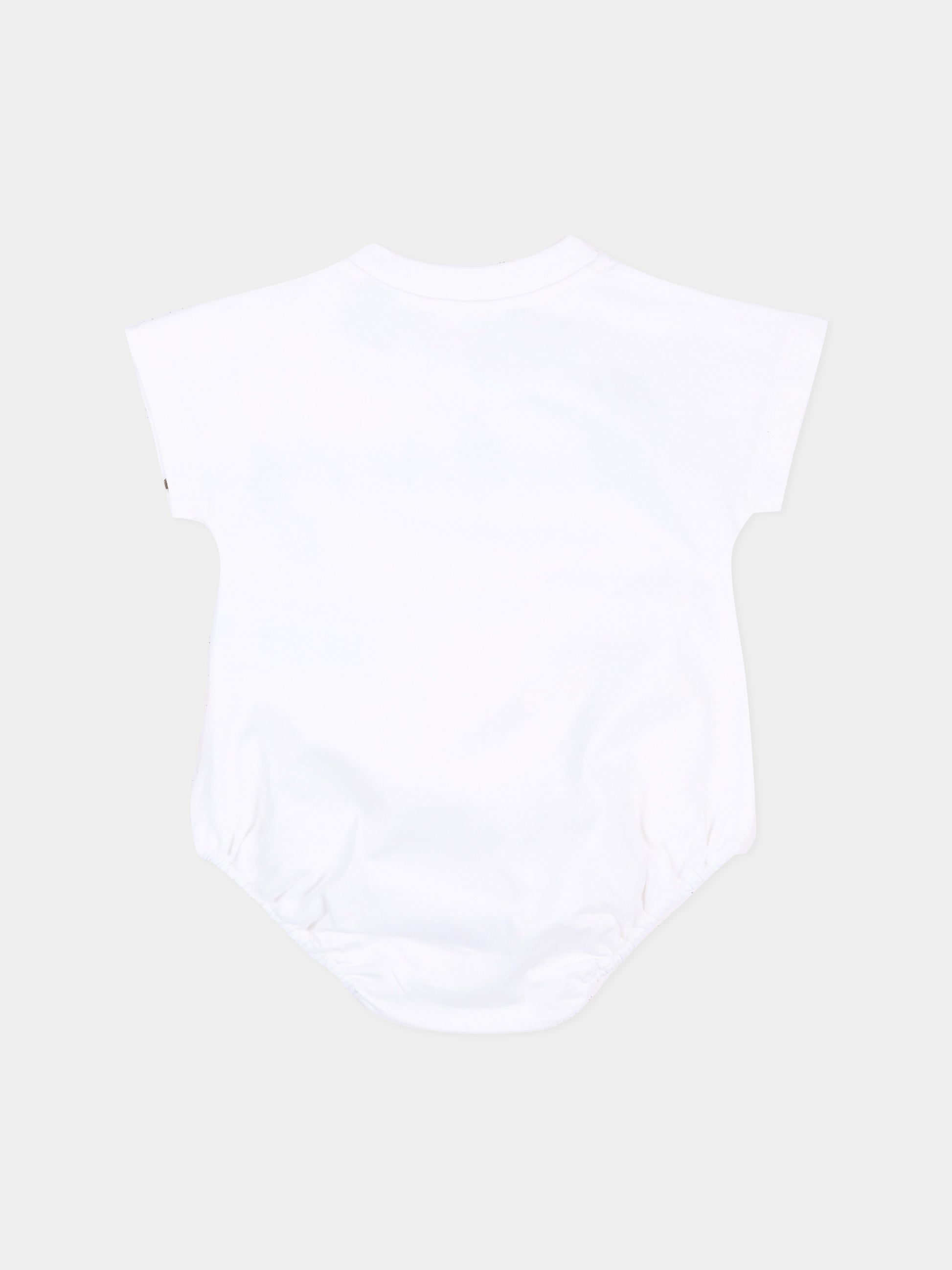 Body bianco per neonati con logo,Burberry Kids,8125959 A1464