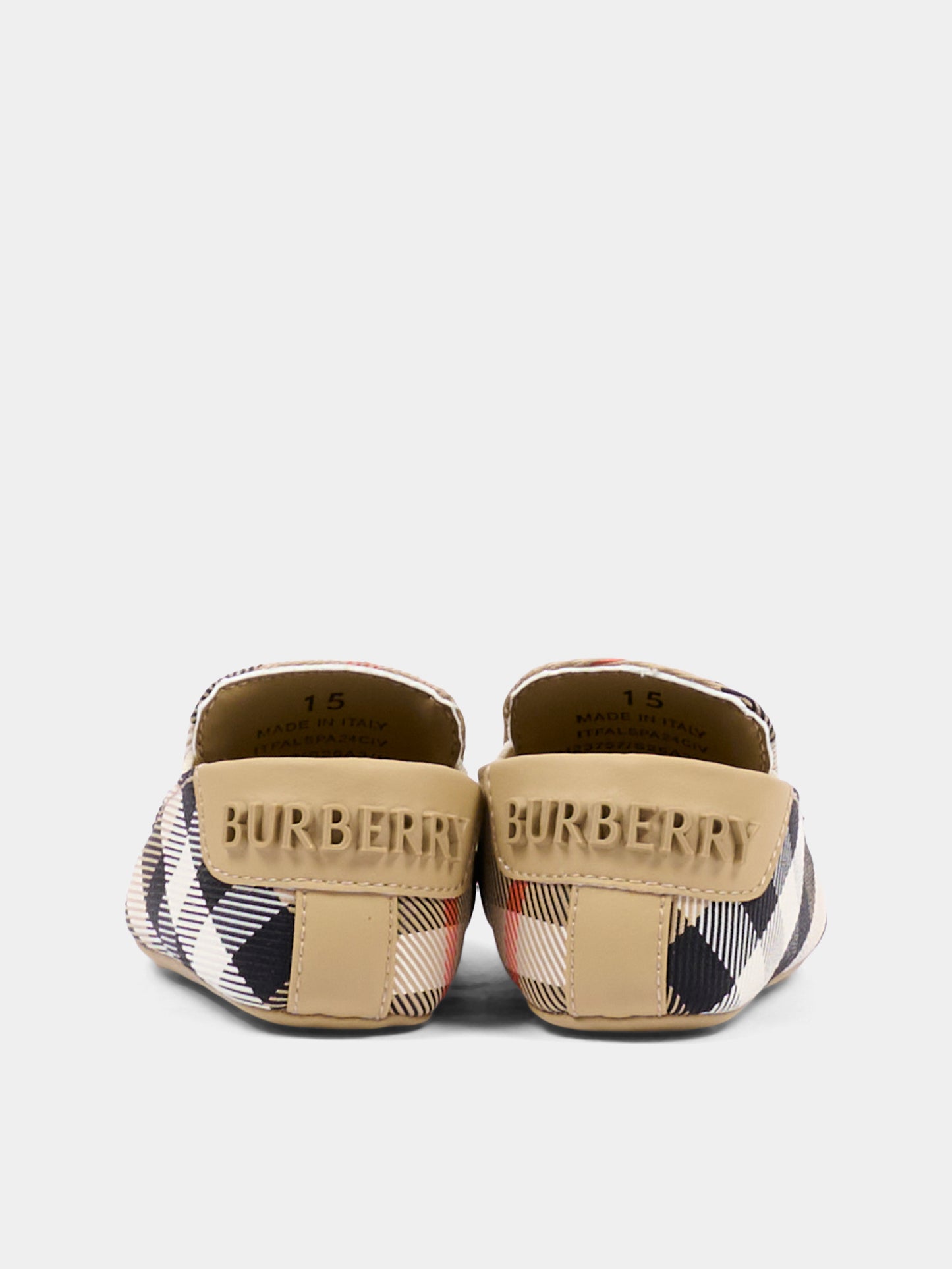 Stringate beige per neonati con check vintage,Burberry Kids,8123757 B9368