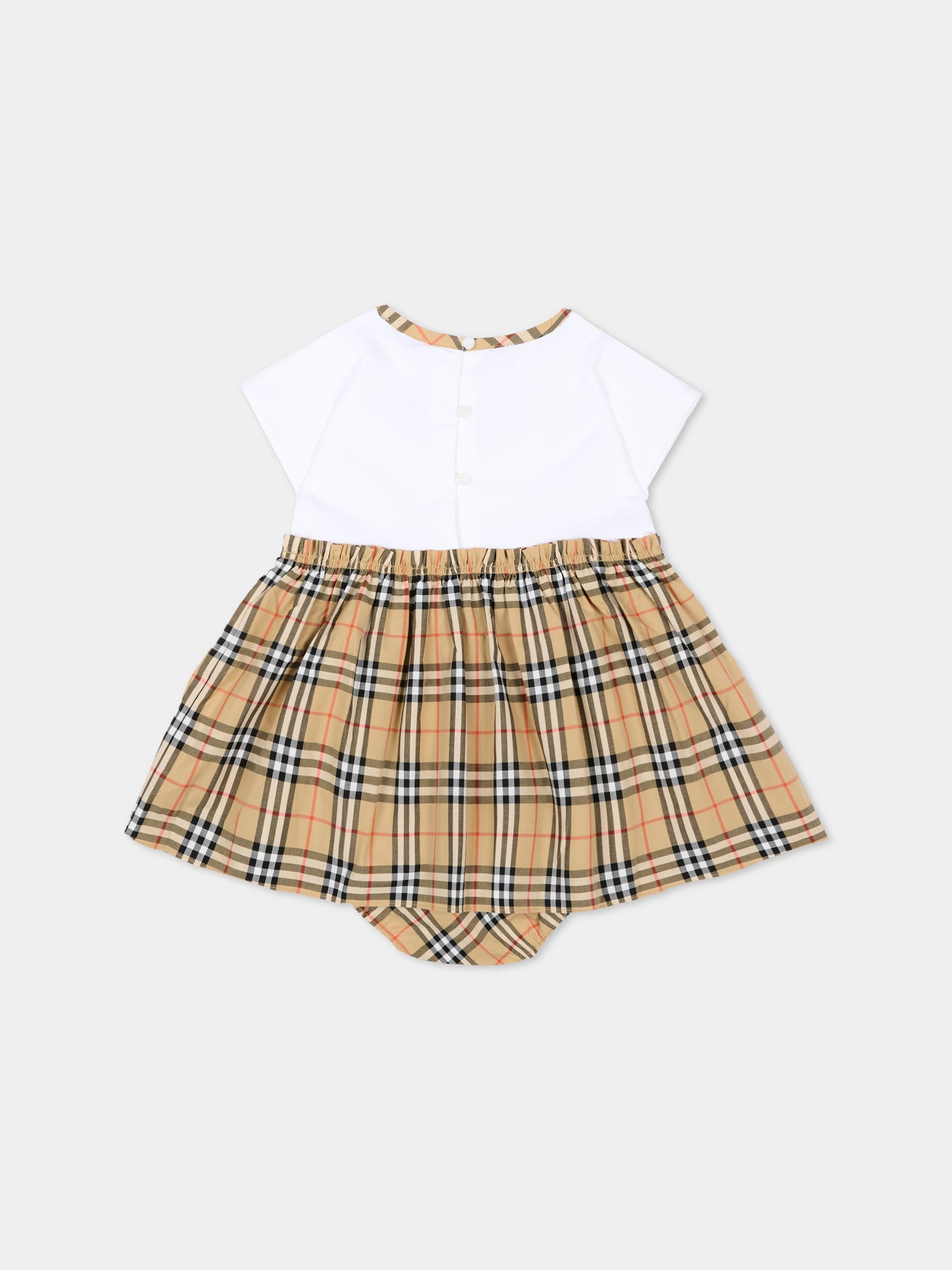 Vestito bianco per neonata Check Vintage,Burberry Kids,8125957 A1464