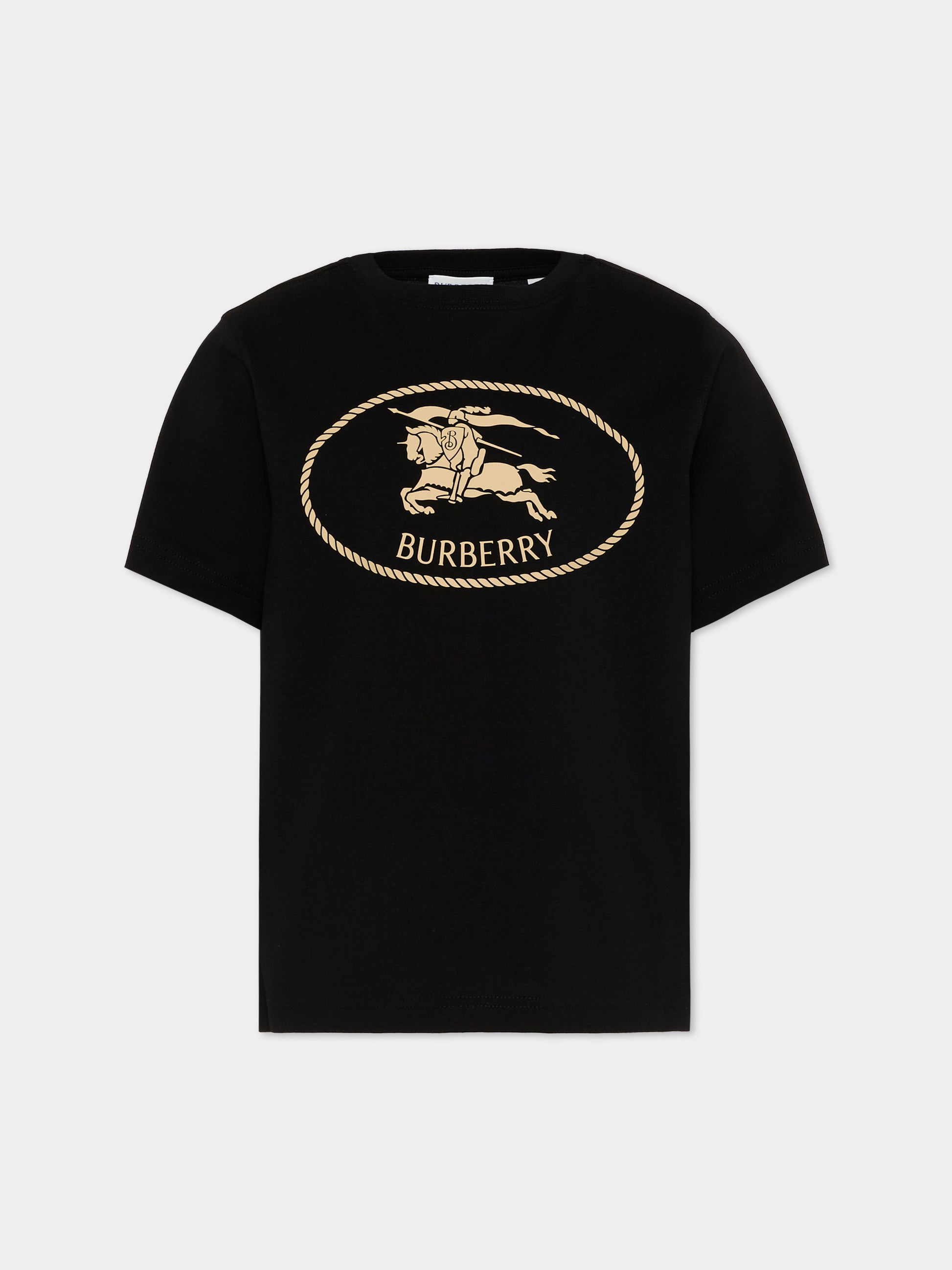 T-shirt nera per bambini con logo,Burberry Kids,8125851 A1189