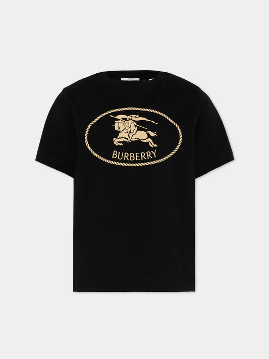 T-shirt nera per bambini con logo