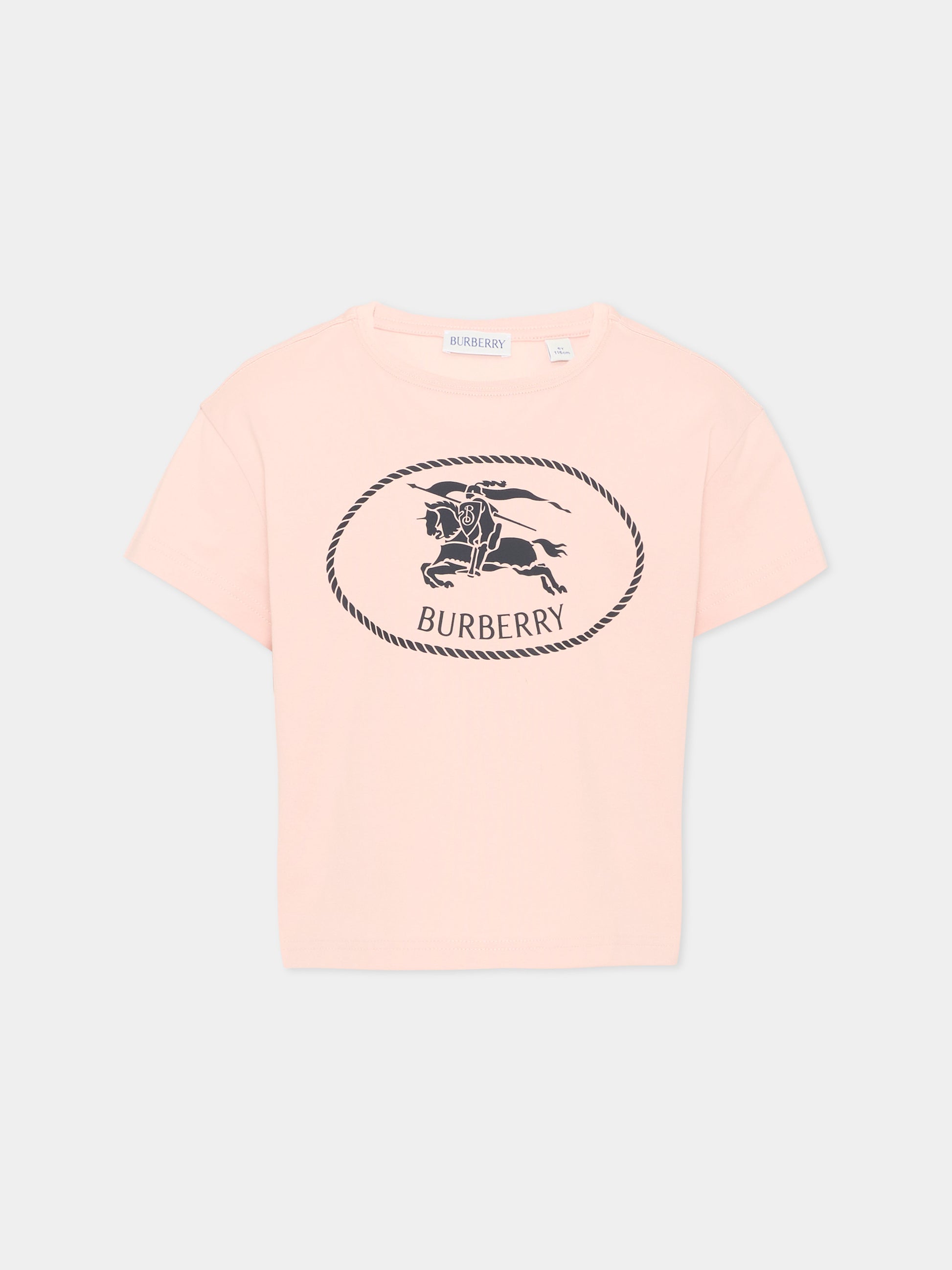 T-Shirt rosa per bambina con logo,Burberry Kids,8125854 C2989