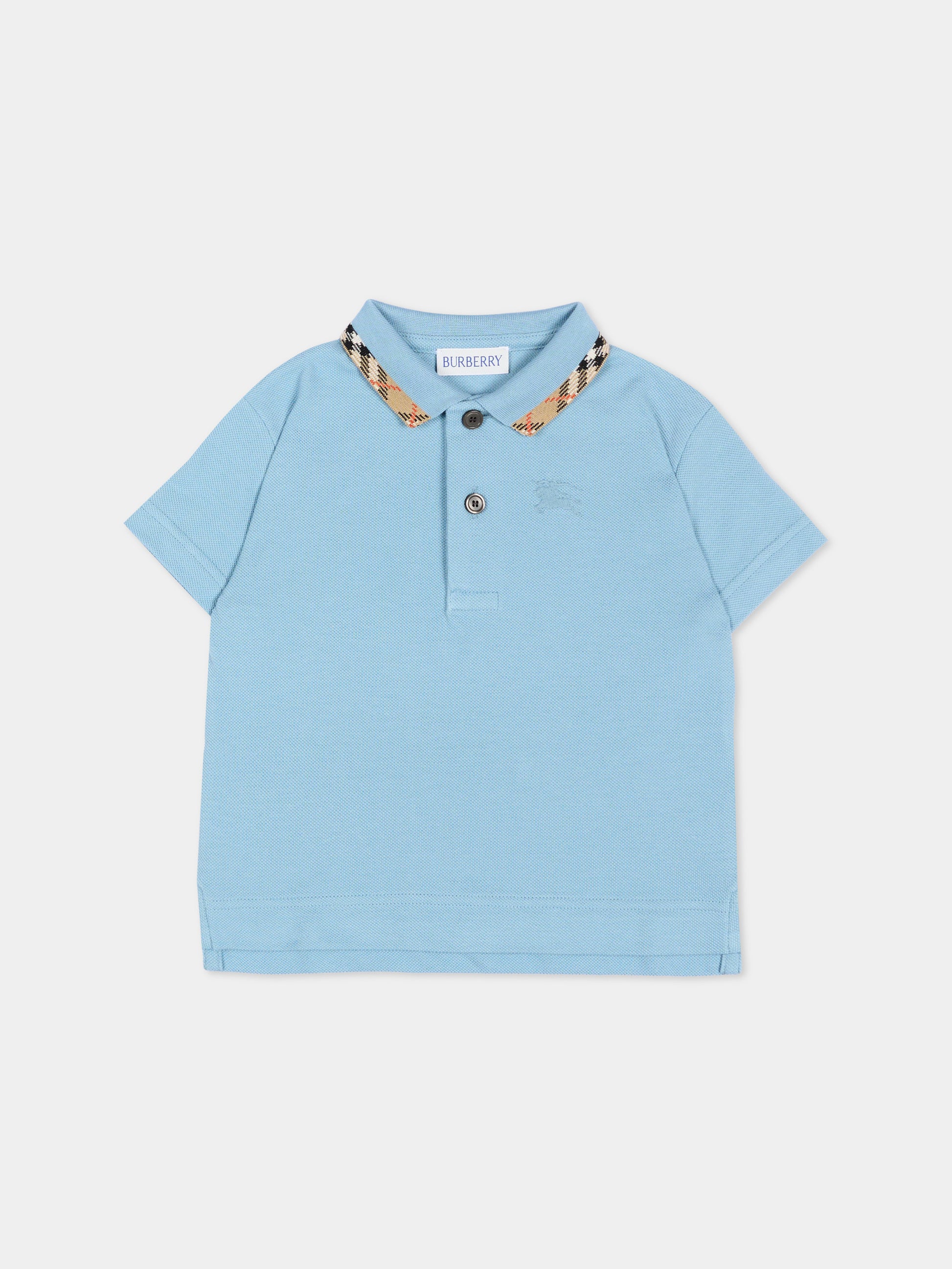 Polo celeste per neonato con cavaliere equestre,Burberry Kids,8129878 C5753