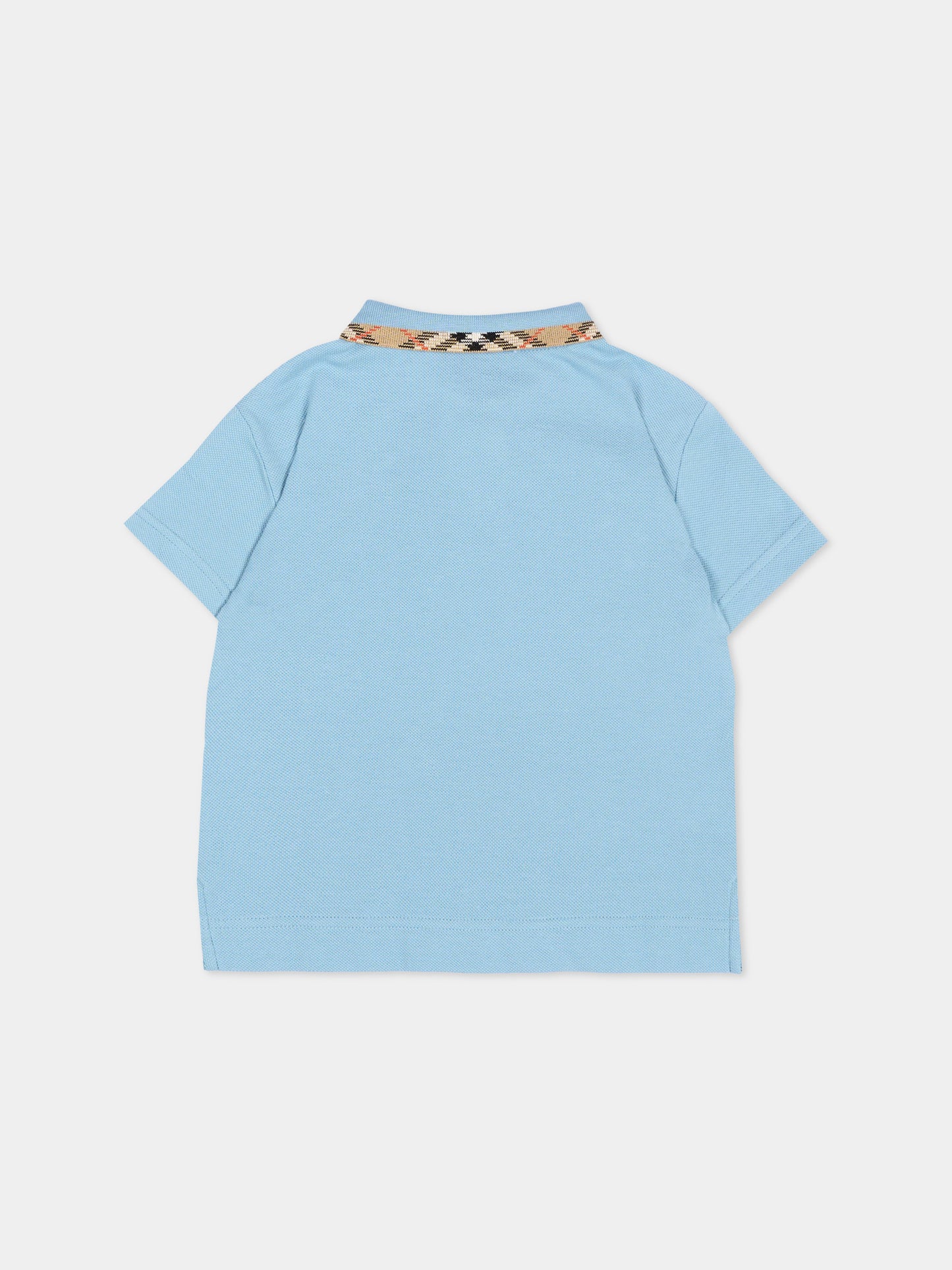 Polo celeste per neonato con cavaliere equestre,Burberry Kids,8129878 C5753