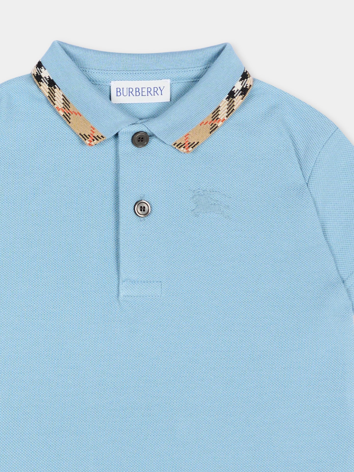 Polo celeste per neonato con cavaliere equestre,Burberry Kids,8129878 C5753