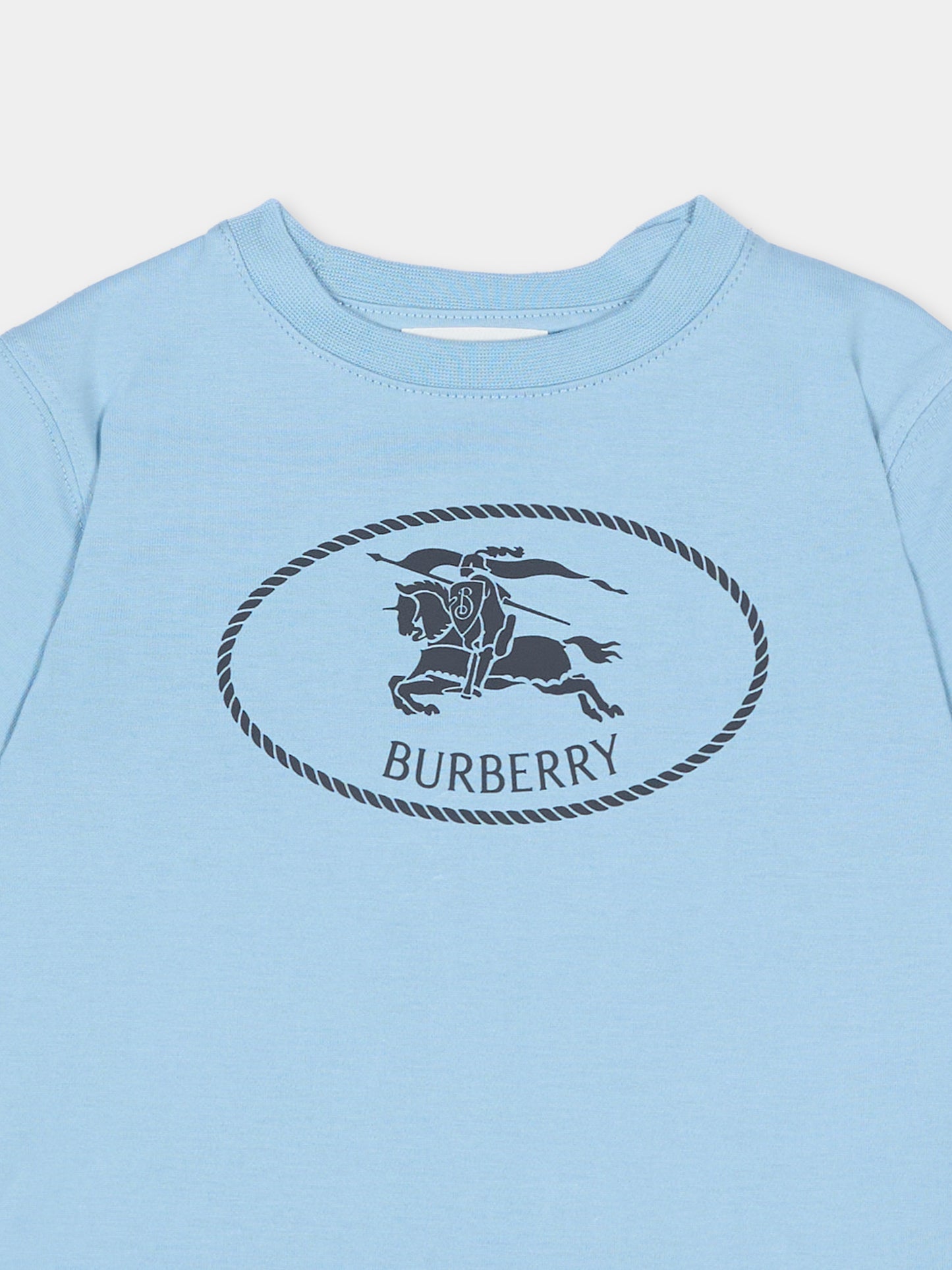 T-Shirt celeste per neonato con logo,Burberry Kids,8126862 C5753