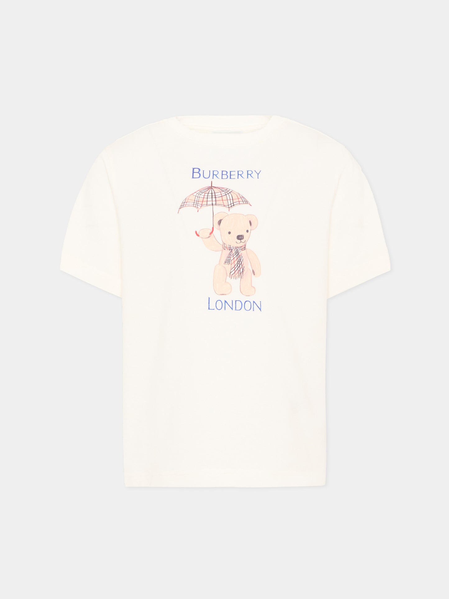 T-Shirt avorio per bambini con logo,Burberry Kids,8127206 A2014