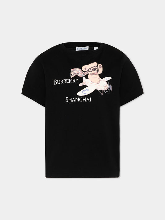 T-shirt nera per bambino con logo