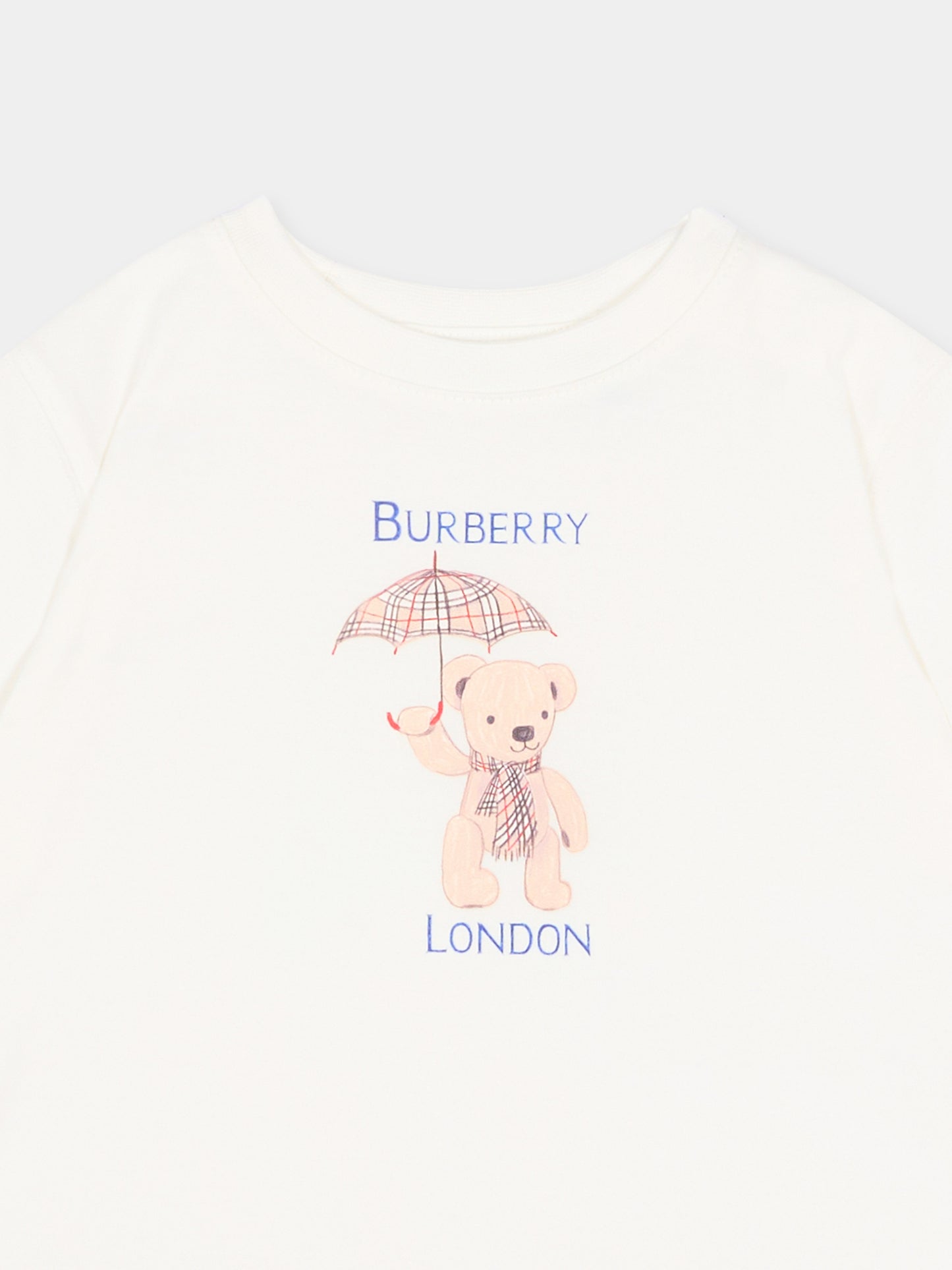 T-Shirt avorio per neonati con logo,Burberry Kids,8128138 A2014