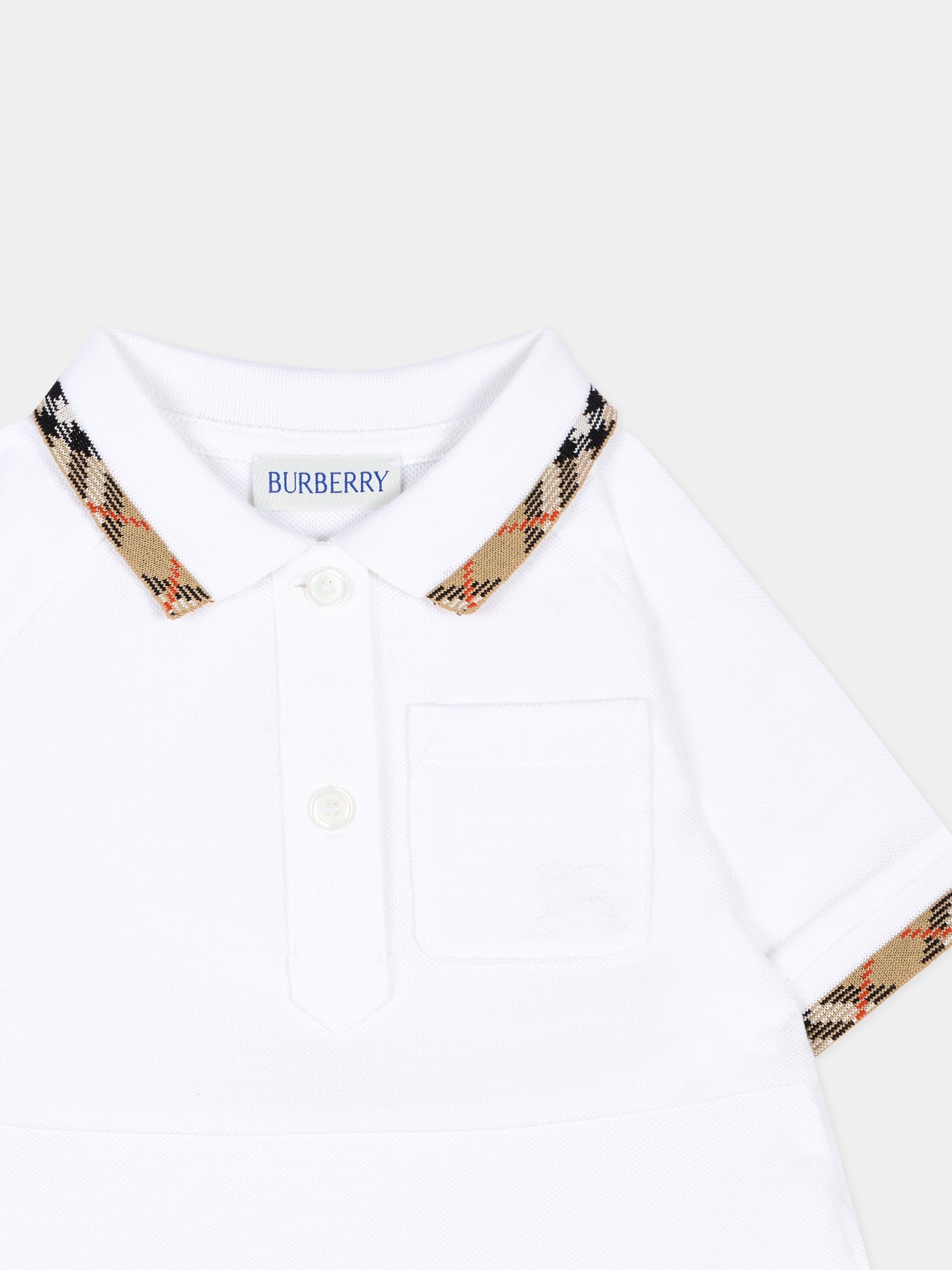Vestito bianco per neonata con cavaliere equestre,Burberry Kids,8129884 A1464