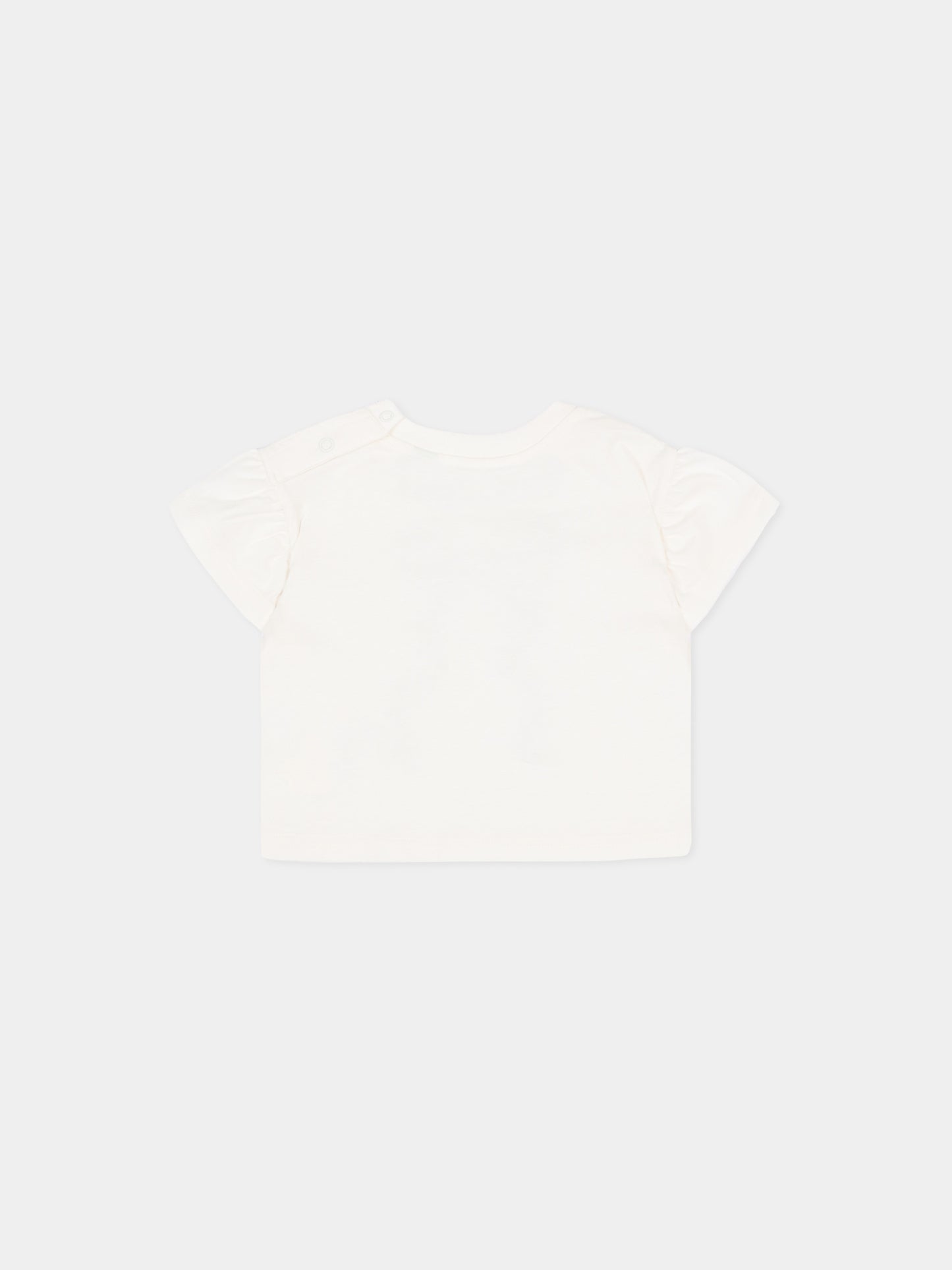 T-shirt avorio per neonata con fiocco check vintage