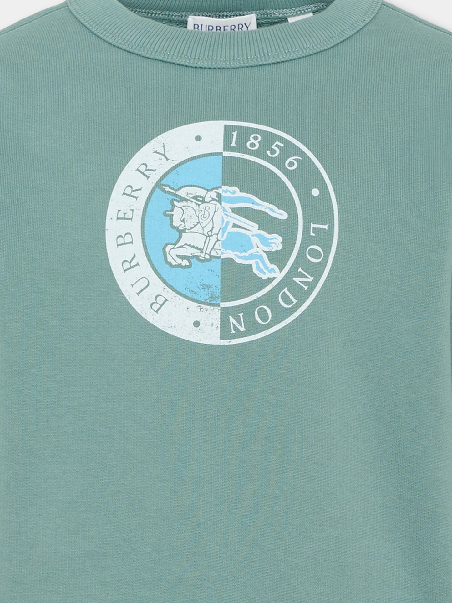 Felpa verde per bambino con logo