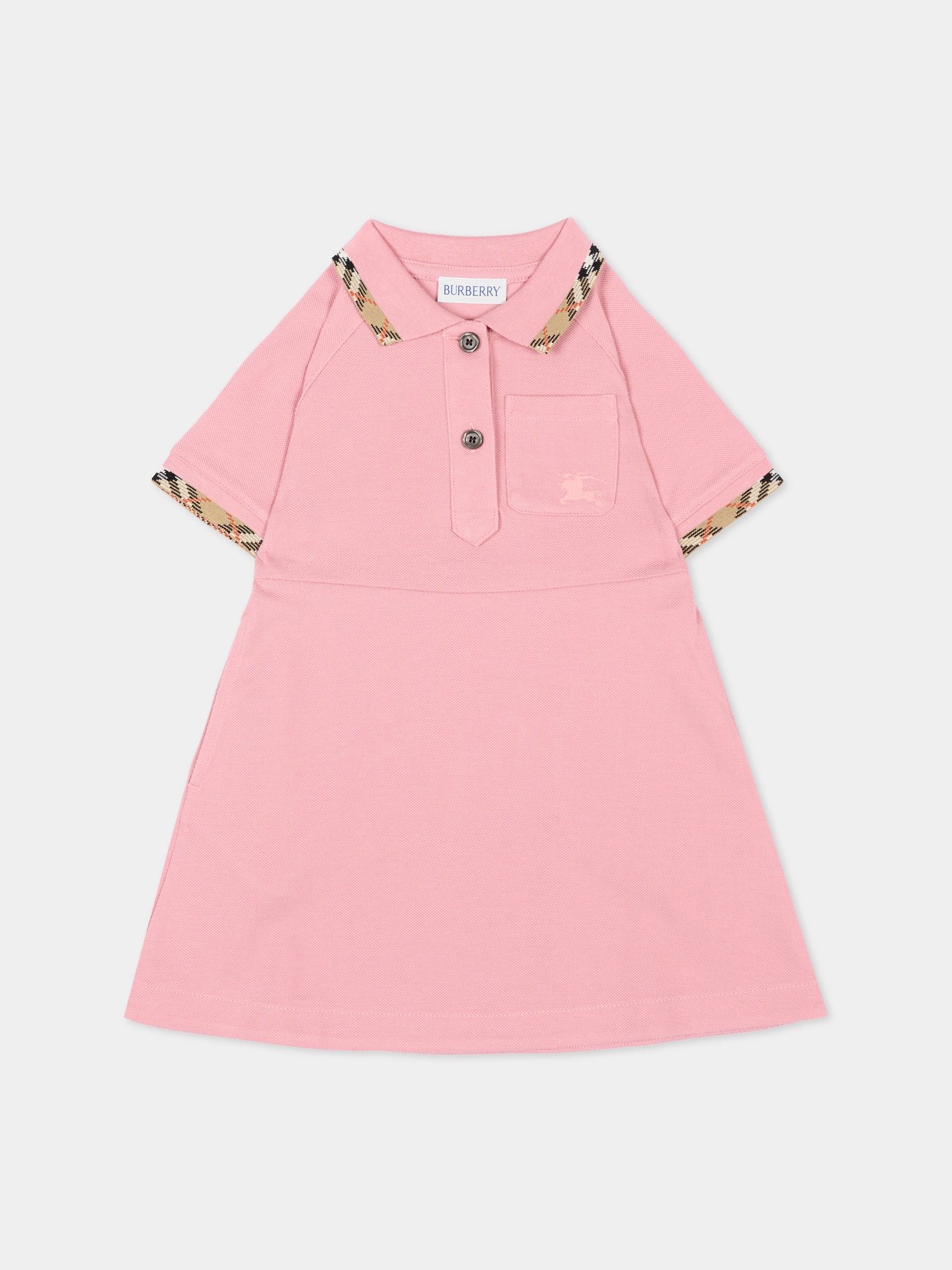 Vestito rosa per neonata con cavaliere equestre,Burberry Kids,8130262 C4159