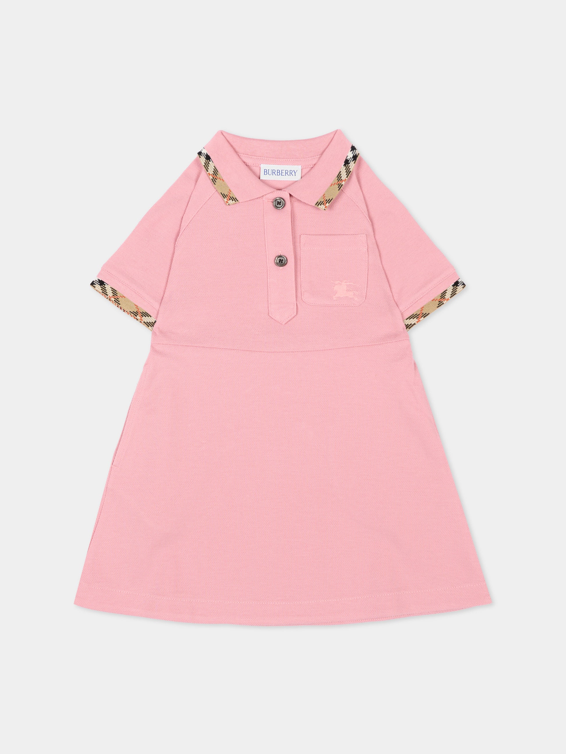 Vestito rosa per neonata con cavaliere equestre,Burberry Kids,8130262 C4159