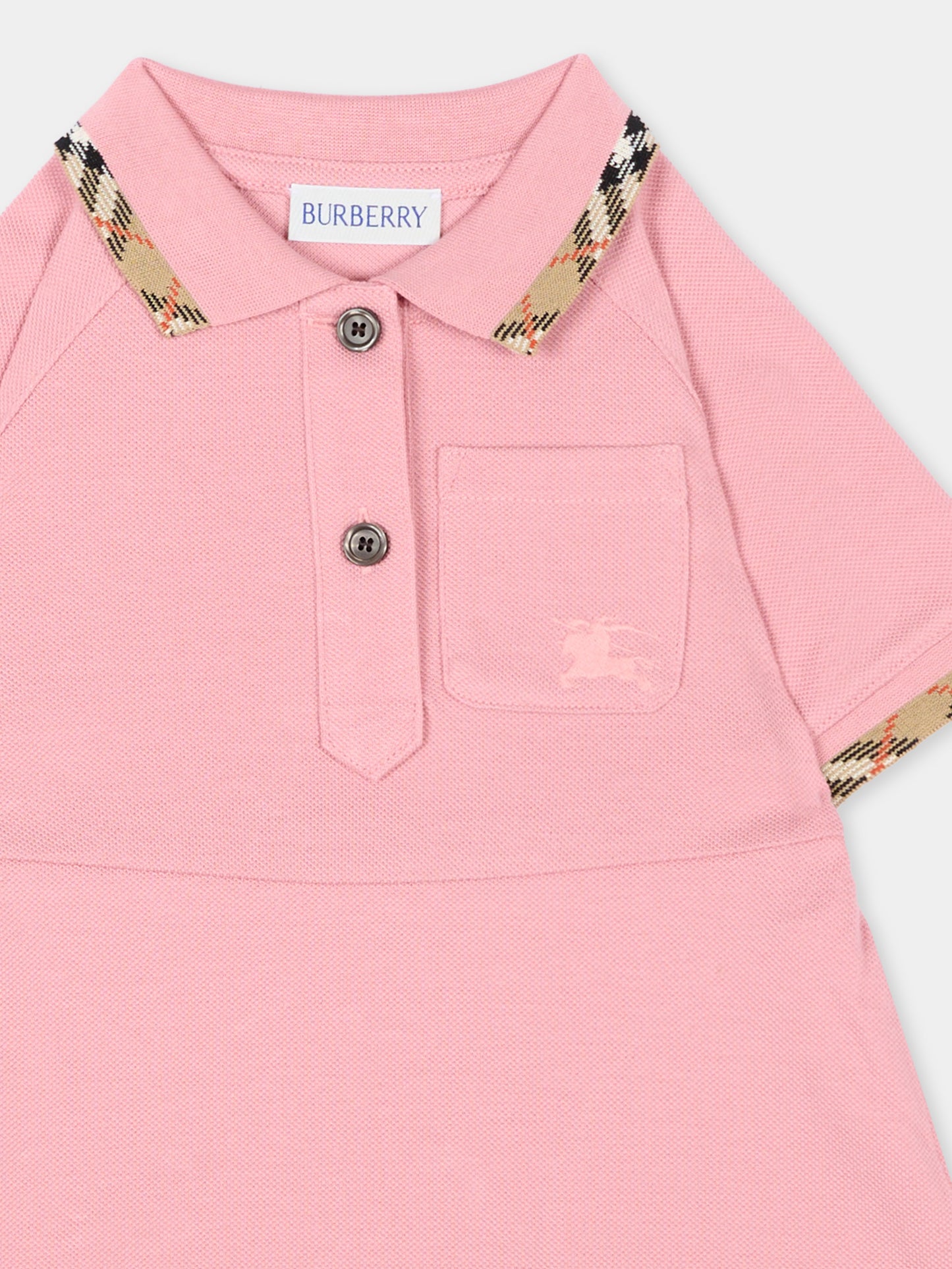 Vestito rosa per neonata con cavaliere equestre,Burberry Kids,8130262 C4159
