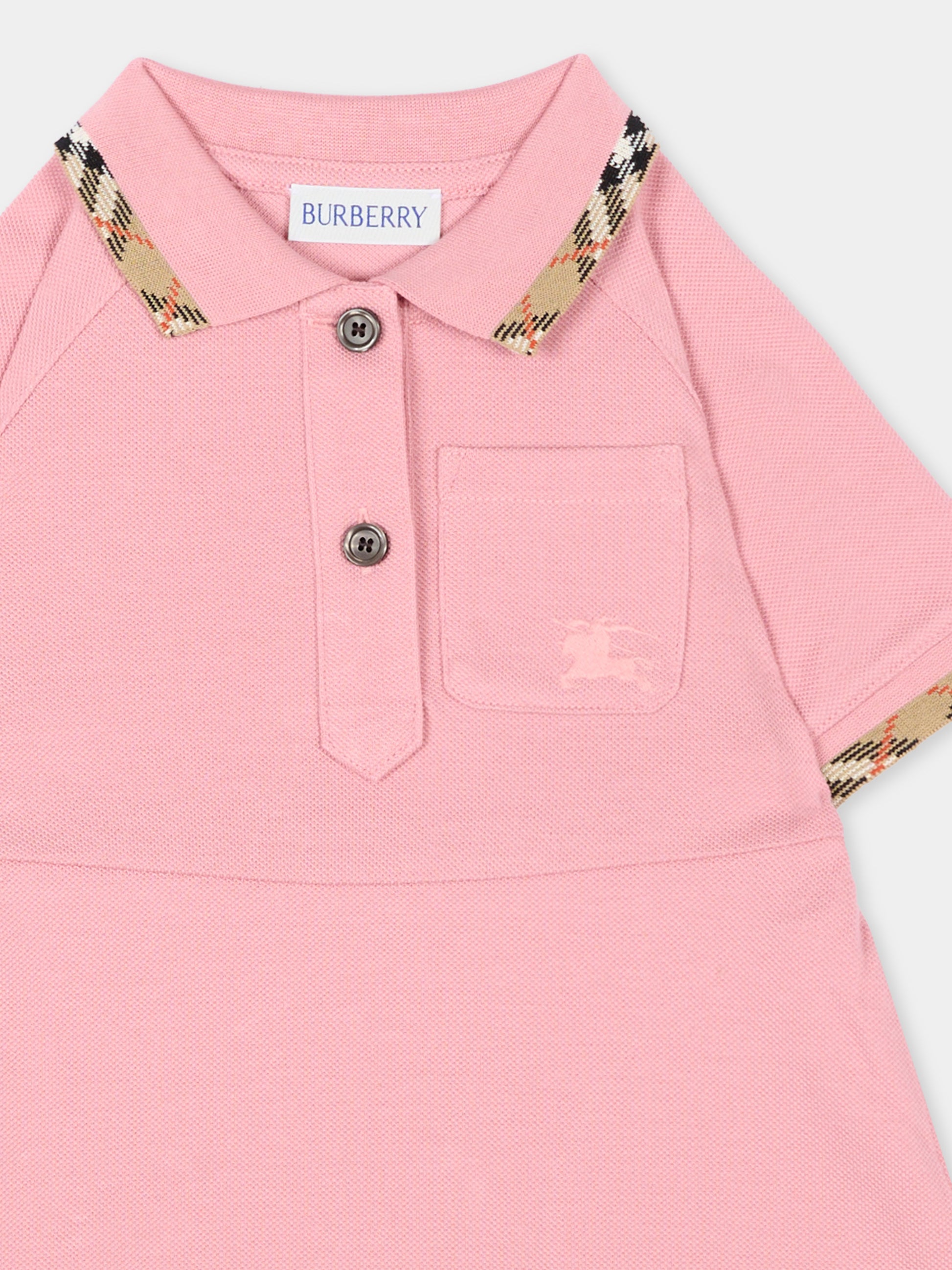 Vestito rosa per neonata con cavaliere equestre,Burberry Kids,8130262 C4159