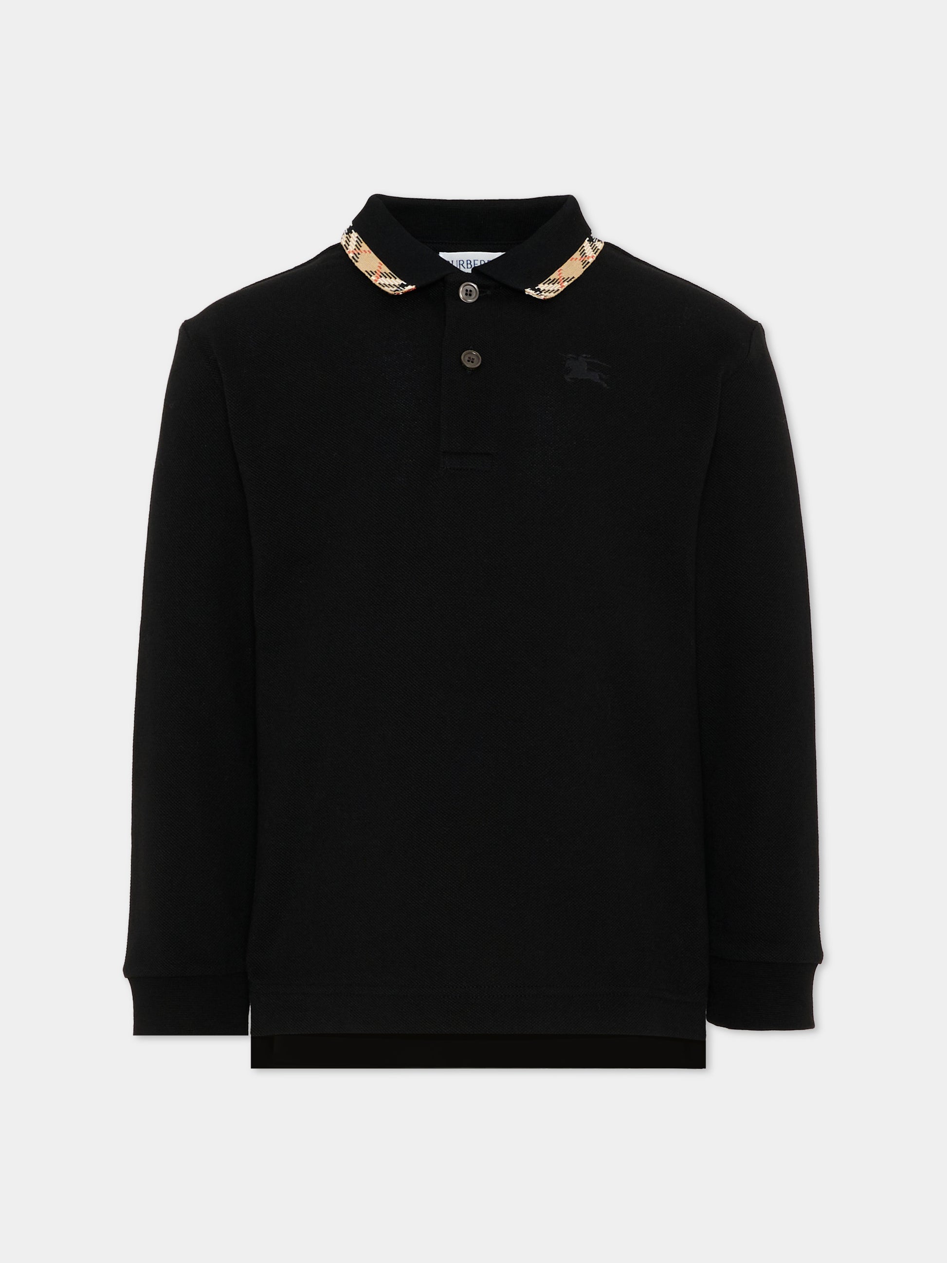 Polo nera per bambino con cavaliere equestre,Burberry Kids,8130507 A1189