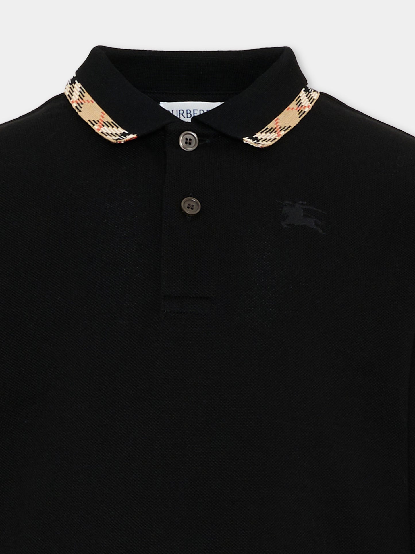 Polo nera per bambino con cavaliere equestre,Burberry Kids,8130507 A1189