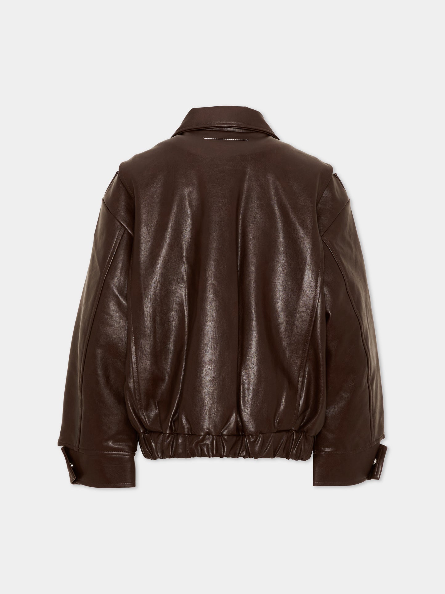 Giubbotto marrone in ecopelle per bambini con logo,Mm6 Maison Margiela,M61045 MM08L M6713