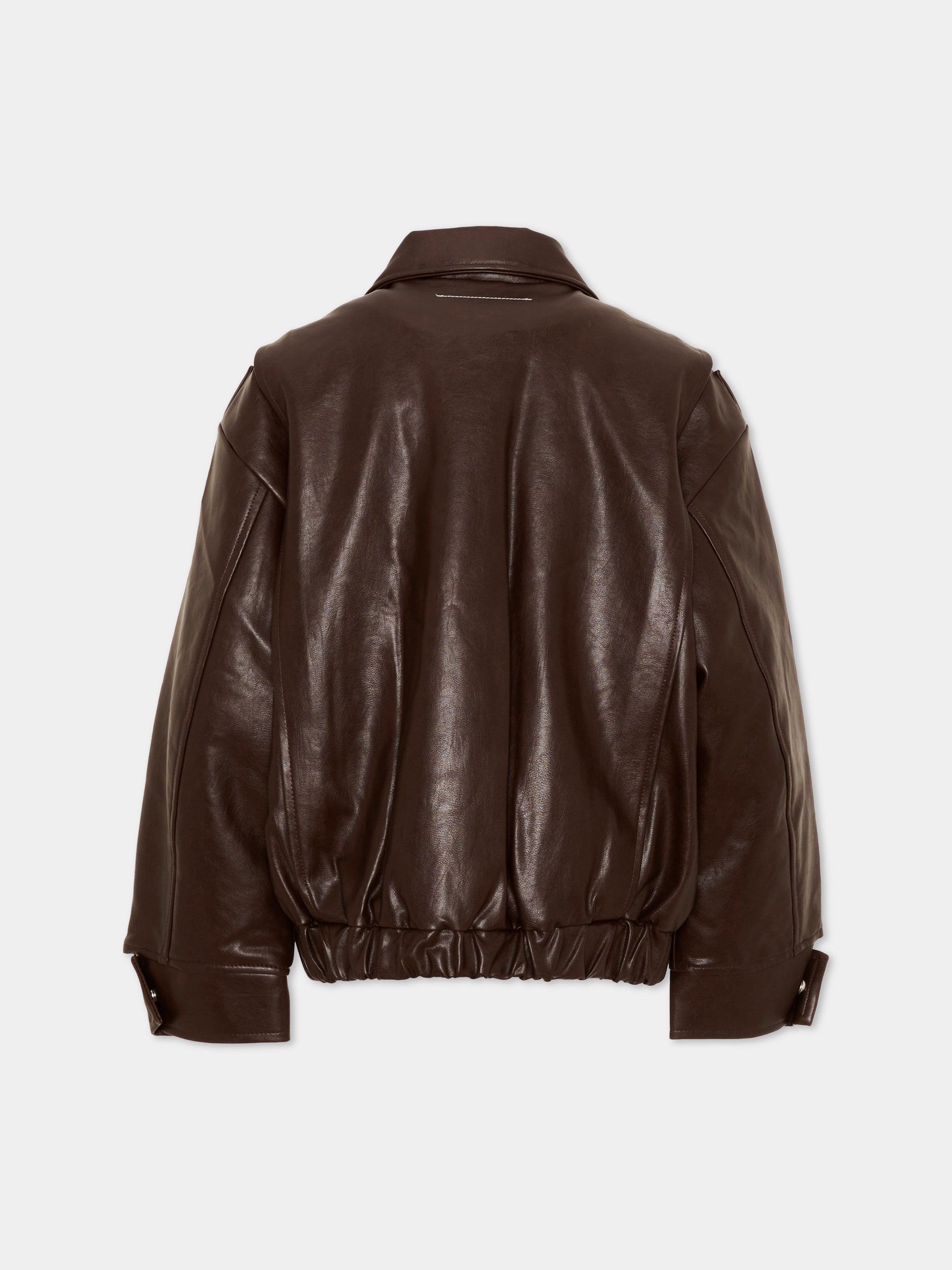 Giubbotto marrone in ecopelle per bambini con logo,Mm6 Maison Margiela,M61045 MM08L M6713