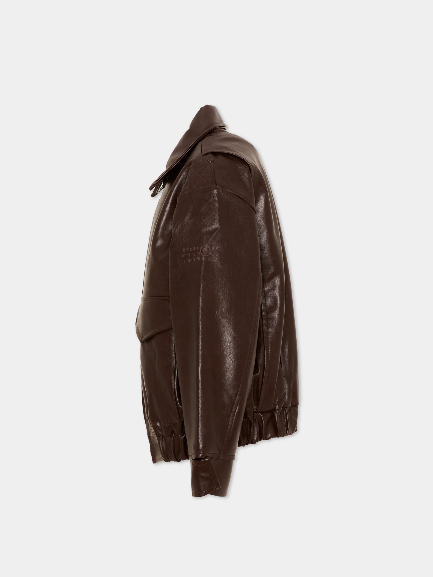 Giubbotto marrone in ecopelle per bambini con logo,Mm6 Maison Margiela,M61045 MM08L M6713