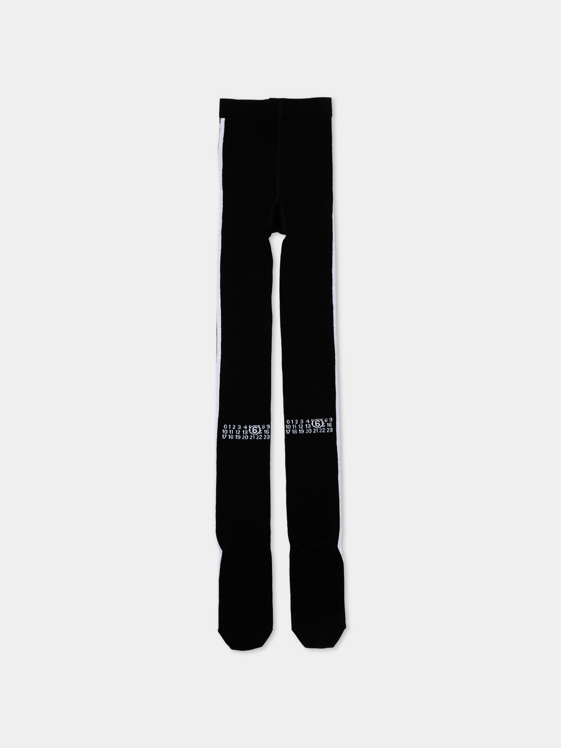 Collant nero per bambina con logo,Mm6 Maison Margiela,M61046 MM045 M6900