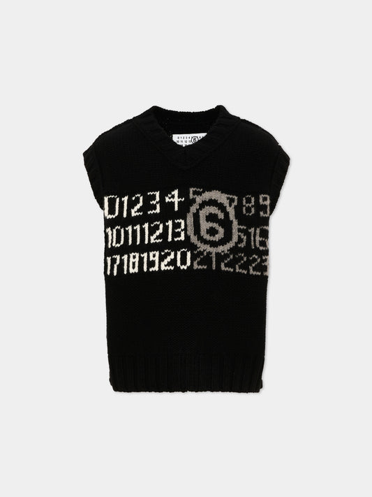 Maglia gilet nera per bambini,Mm6 Maison Margiela,M61049 MM08V M6900