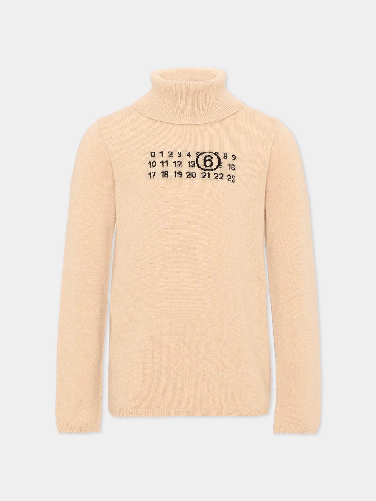 Dolcevita beige per bambini con logo,Mm6 Maison Margiela,M61064 MM06Q M6712