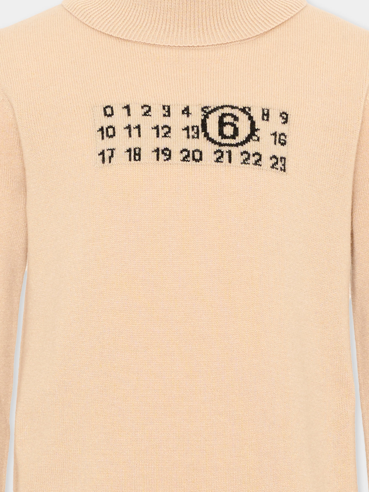 Dolcevita beige per bambini con logo,Mm6 Maison Margiela,M61064 MM06Q M6712
