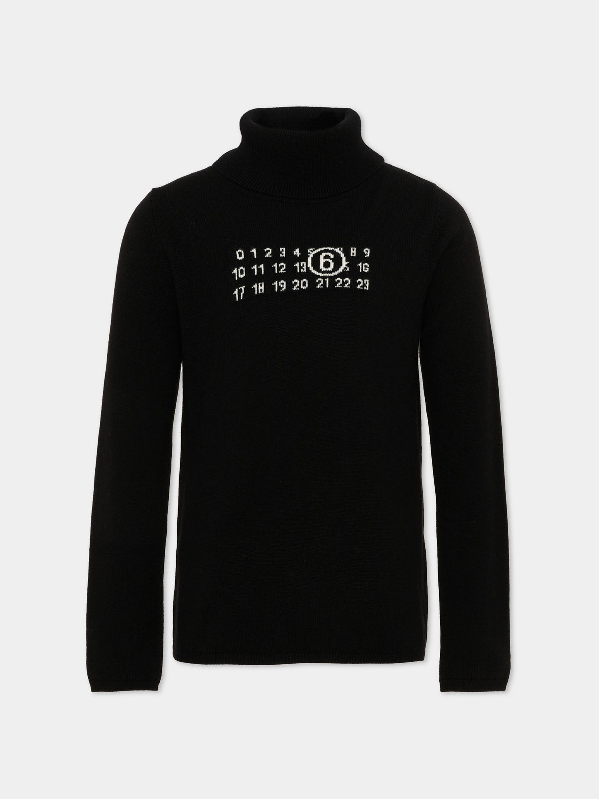 Dolcevita nero per bambini con logo,Mm6 Maison Margiela,M61064 MM06Q M6900