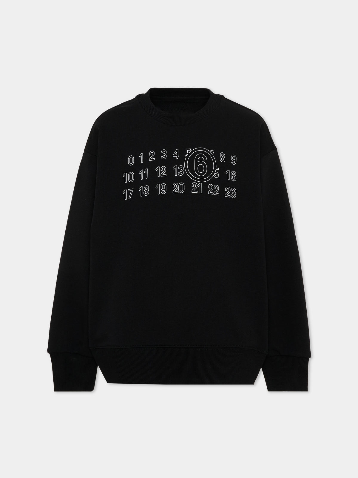 Felpa nera per bambini con logo,Mm6 Maison Margiela,M61116 MM02X M6900