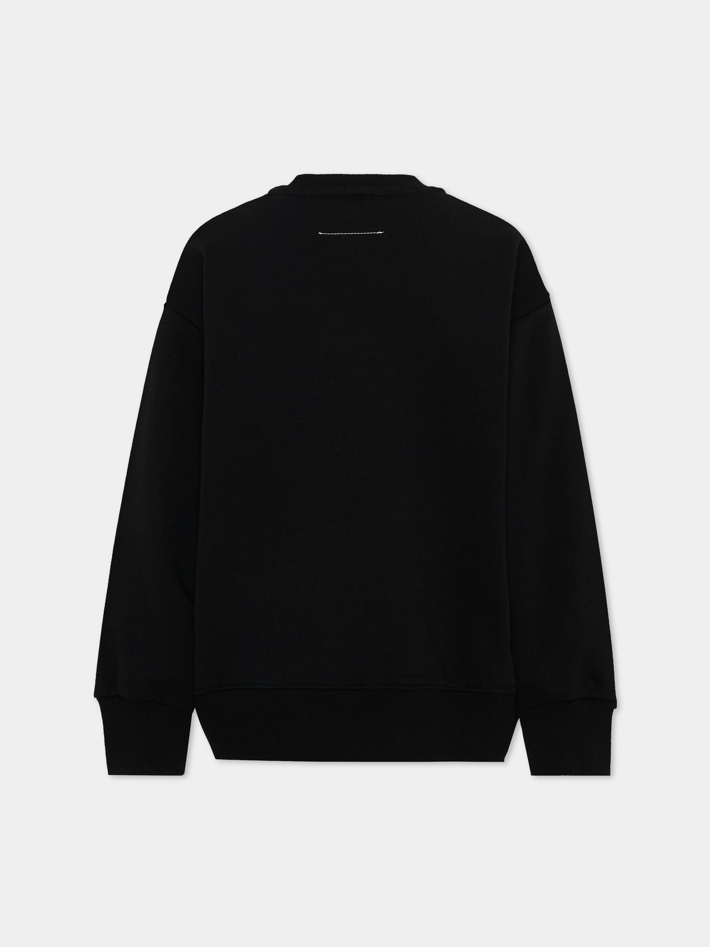 Felpa nera per bambini con logo,Mm6 Maison Margiela,M61116 MM02X M6900