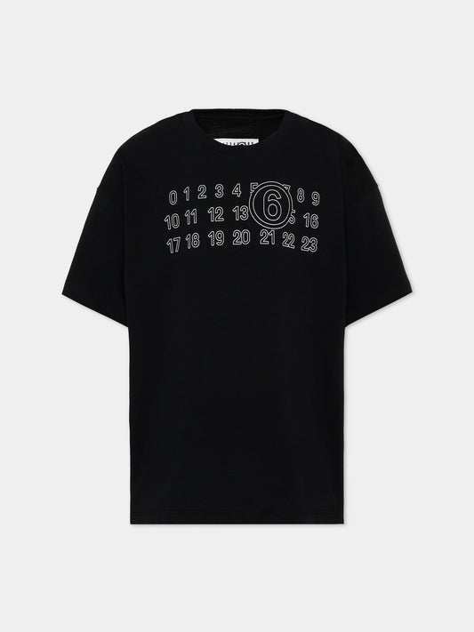 T-Shirt nera per bambini con logo,Mm6 Maison Margiela,M61117 MM02Y M6900