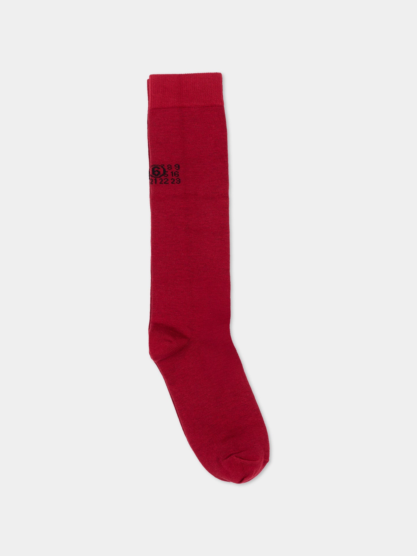 Calza in spugna bordeaux per bambina con logo,Mm6 Maison Margiela,M61118 MM045 M6403