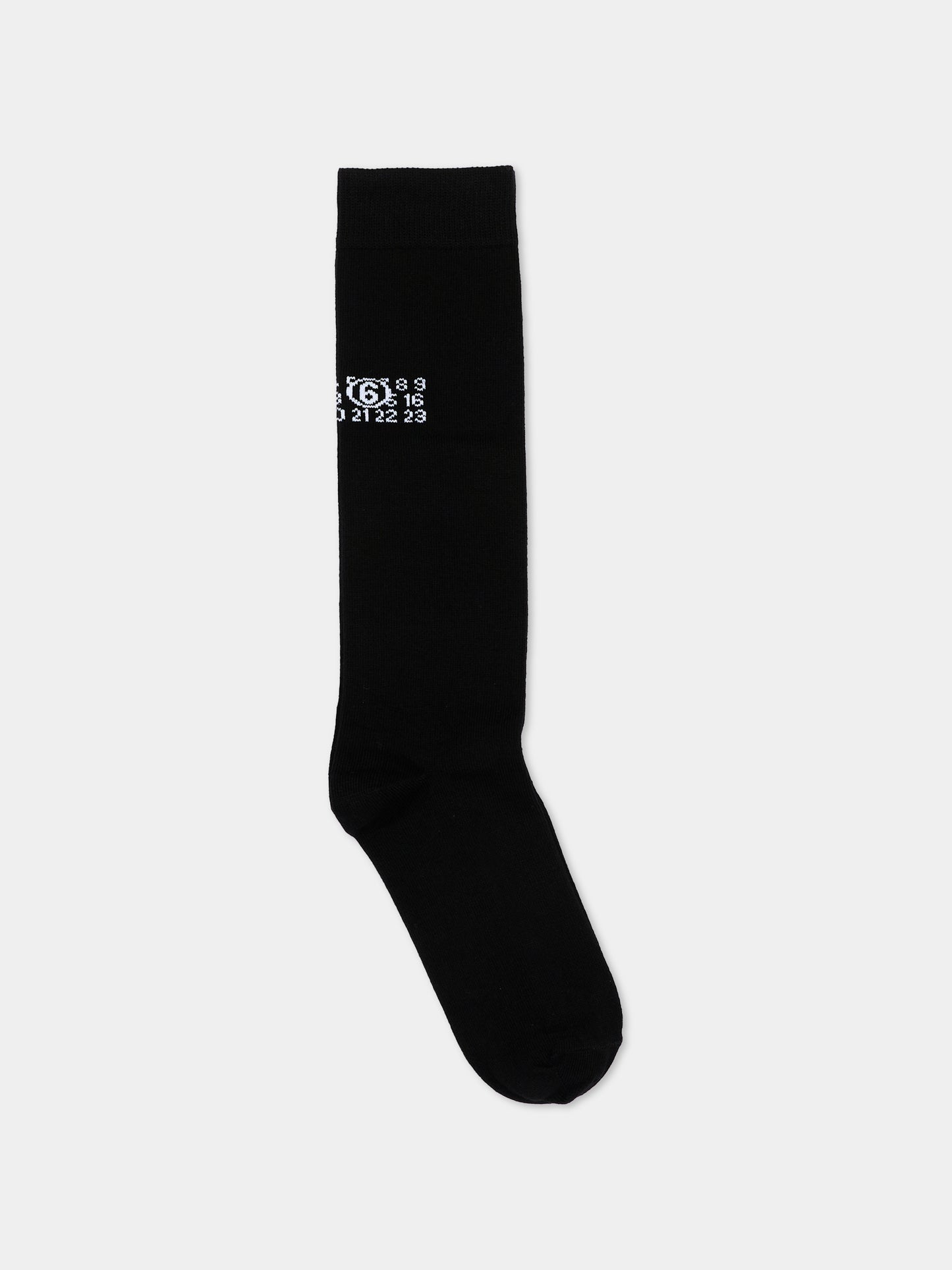 Calza in spugna nera per bambini con logo,Mm6 Maison Margiela,M61118 MM045 M6900