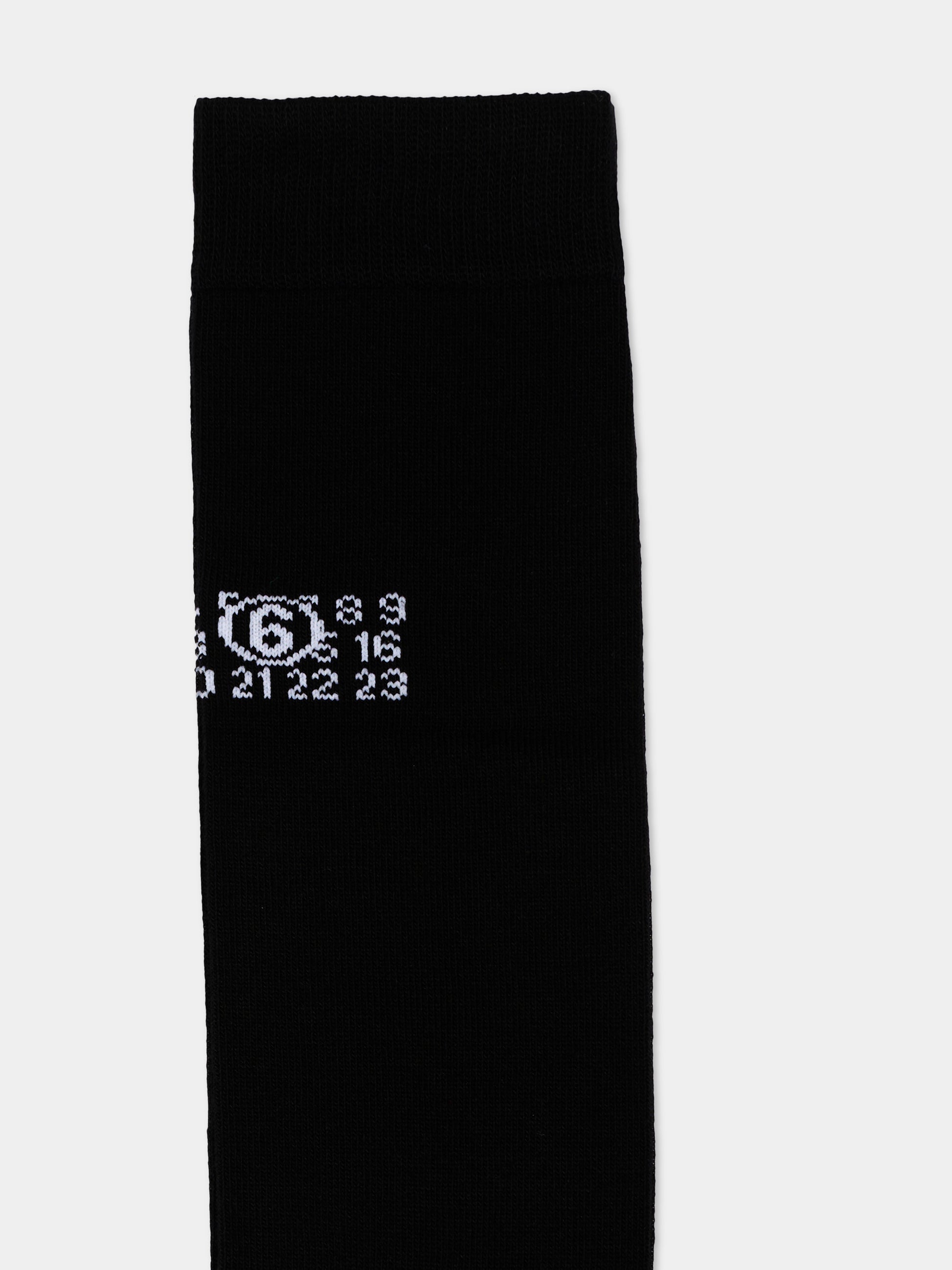 Calza in spugna nera per bambini con logo,Mm6 Maison Margiela,M61118 MM045 M6900