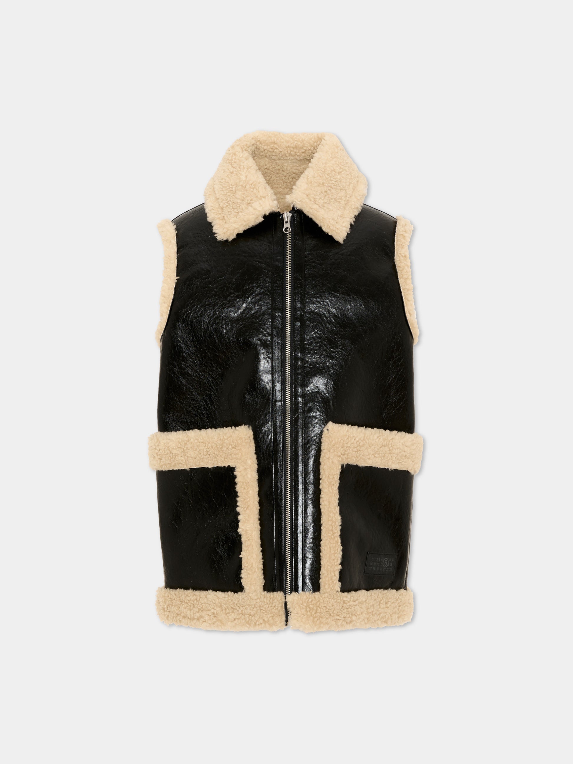 Gilet nero per bambini con zip,Mm6 Maison Margiela,M61127 MM08J M6900