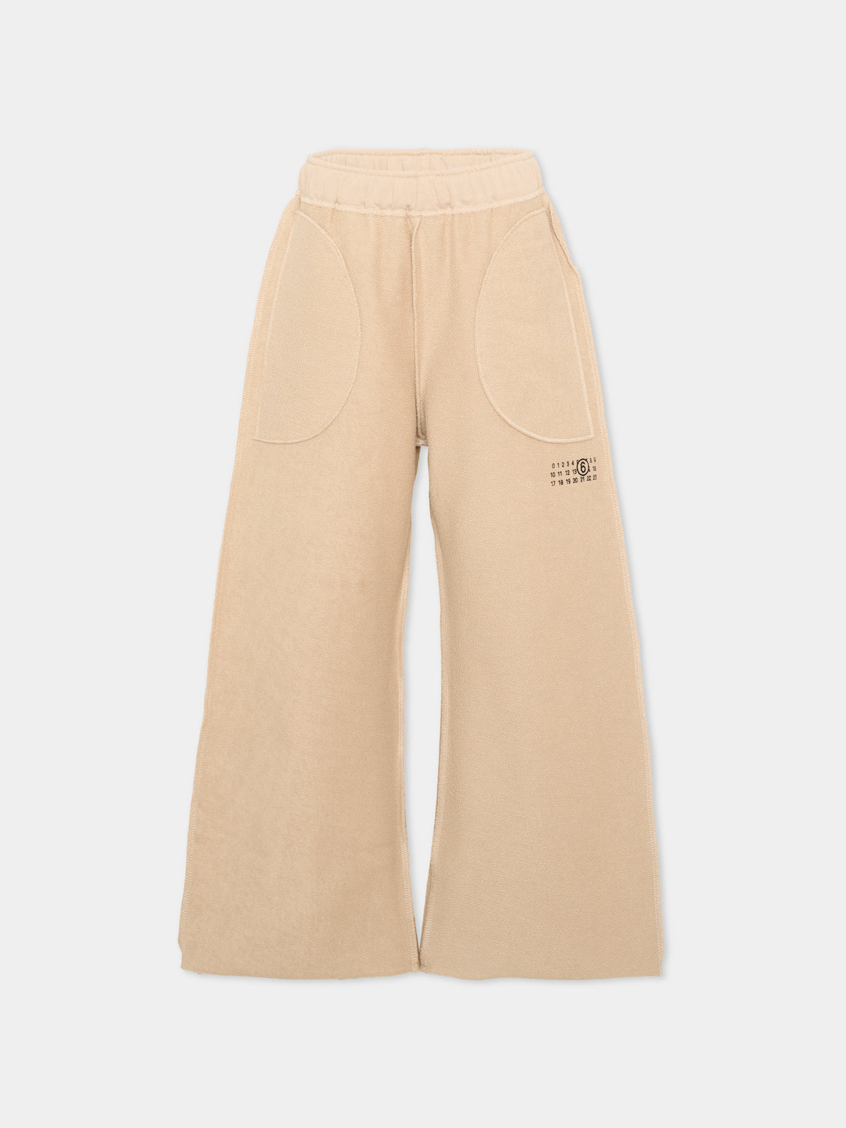 Pantalone sportivo beige per bambini con logo,Mm6 Maison Margiela,M61131 MM08S M6712