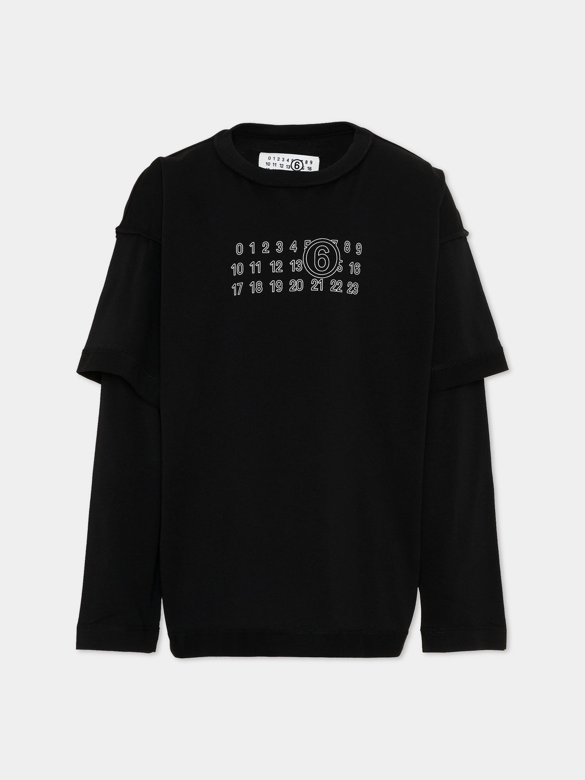 T-Shirt nera per bambini con logo,Mm6 Maison Margiela,M61132 MM04I M6900