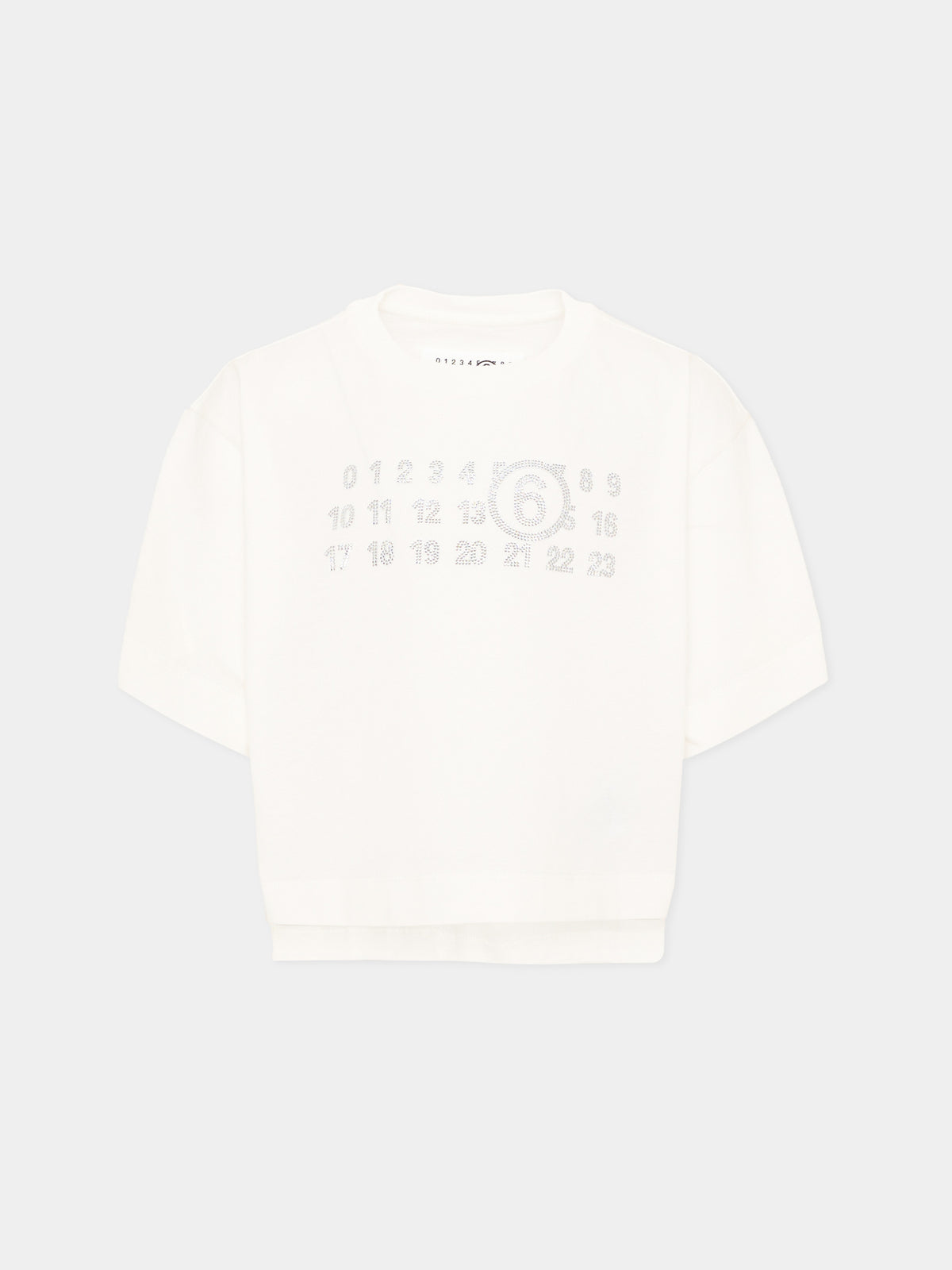 T-Shirt avorio per bambina con logo,Mm6 Maison Margiela,M61134 MM04I M6102