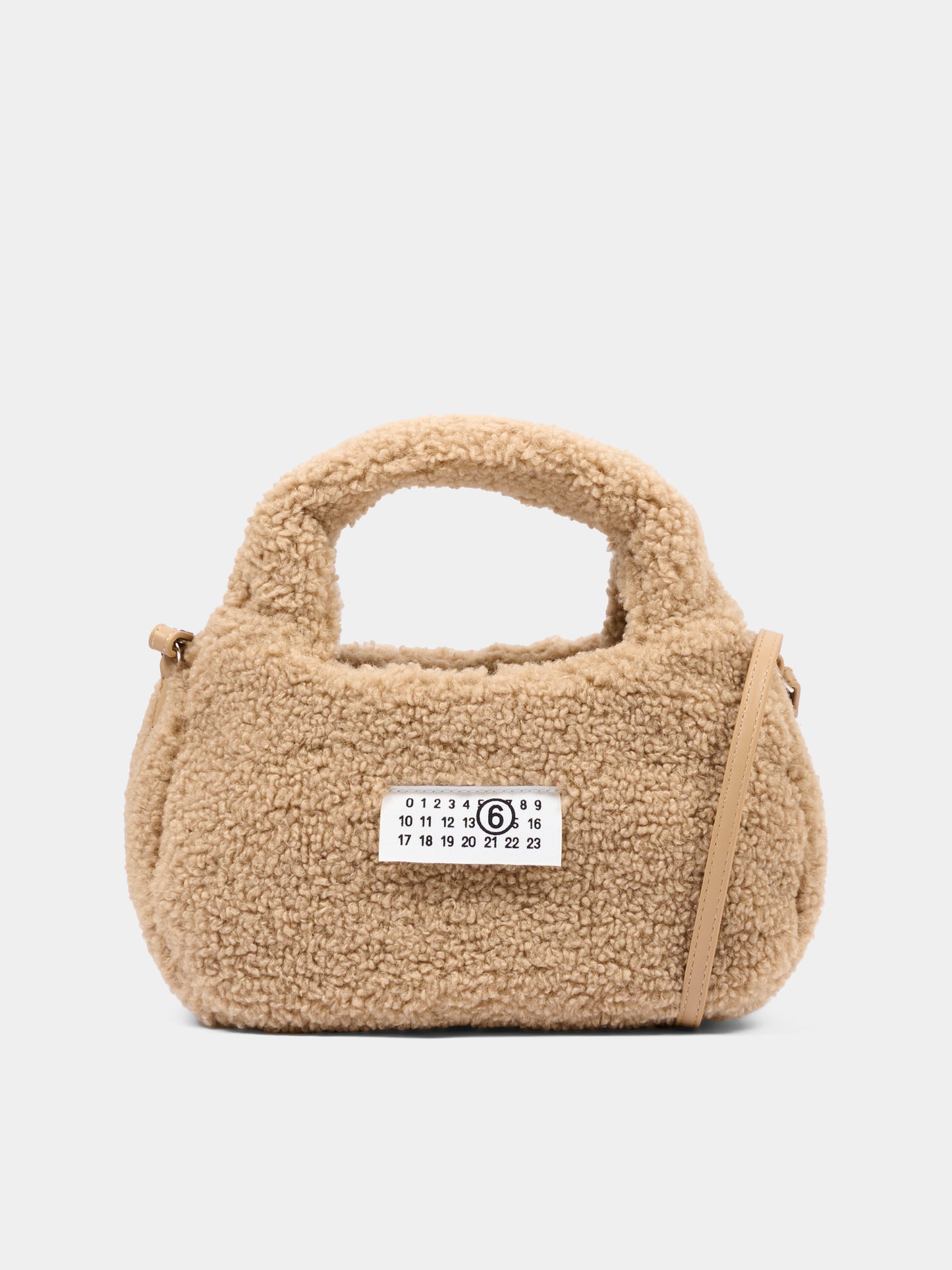 Borsa beige con etichetta logo per bambina,Mm6 Maison Margiela,M61143 MM09I M6714