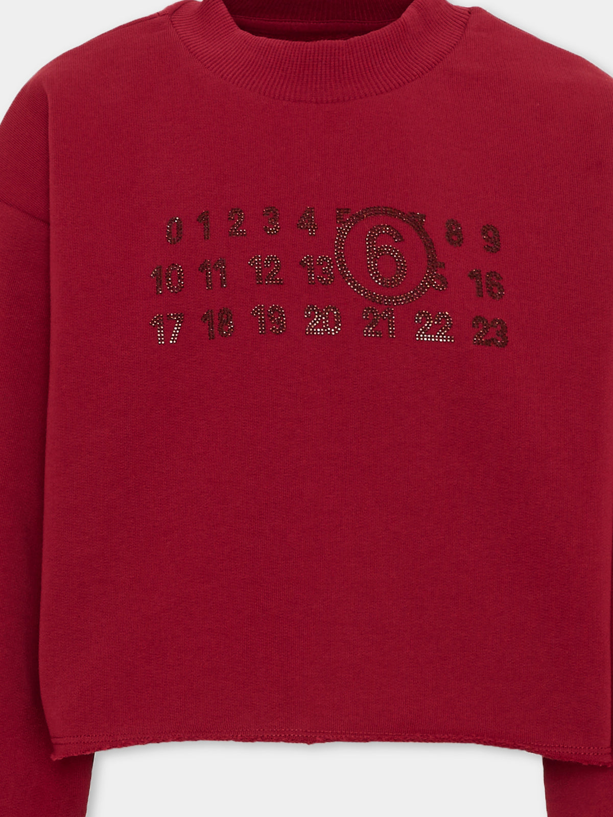 Felpa bordeaux per bambina con logo,Mm6 Maison Margiela,M61153 MM04H M6403