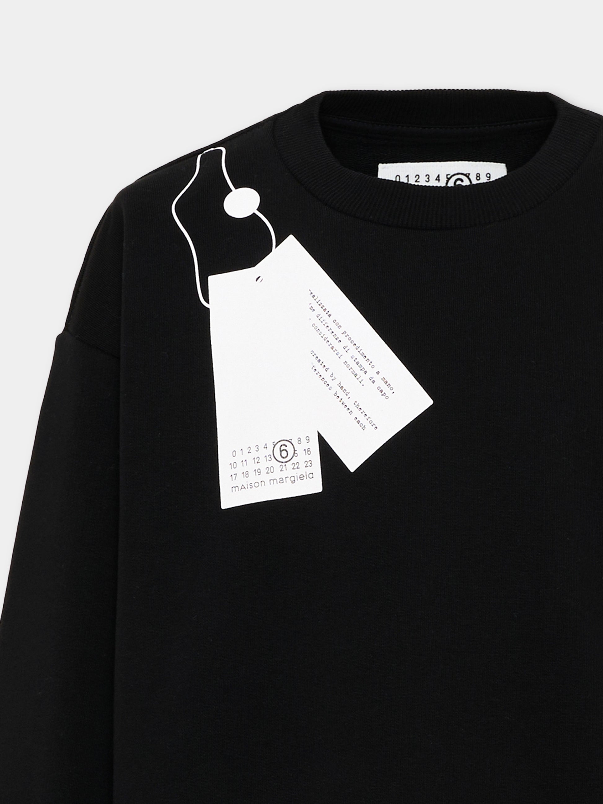 Felpa nera per bambini con logo,Mm6 Maison Margiela,M61157 MM02X M6900