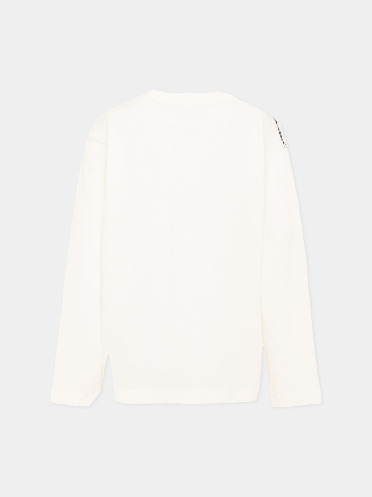 T-Shirt a manica lunga avorio per bambini con logo,Mm6 Maison Margiela,M61164 MM04I M6102