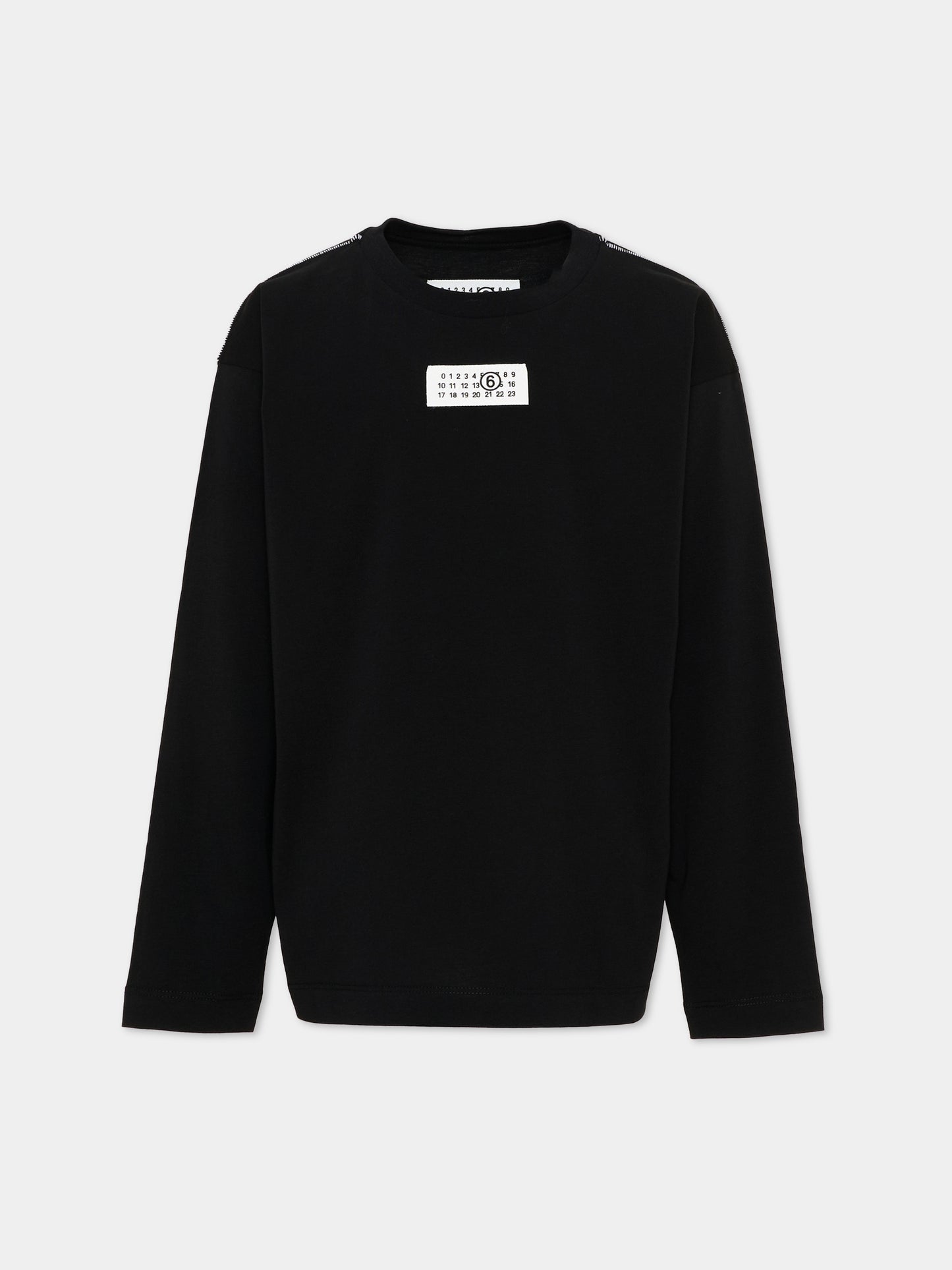 T-Shirt nera per bambini con logo,Mm6 Maison Margiela,M61164-MM04I-M6900