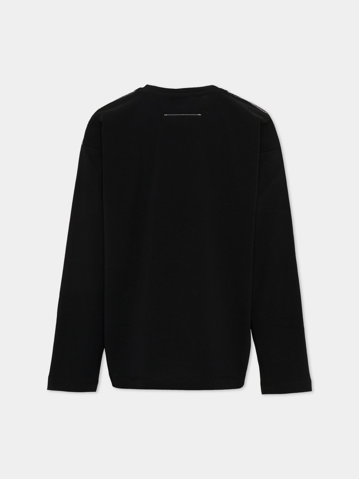 T-Shirt nera per bambini con logo,Mm6 Maison Margiela,M61164-MM04I-M6900