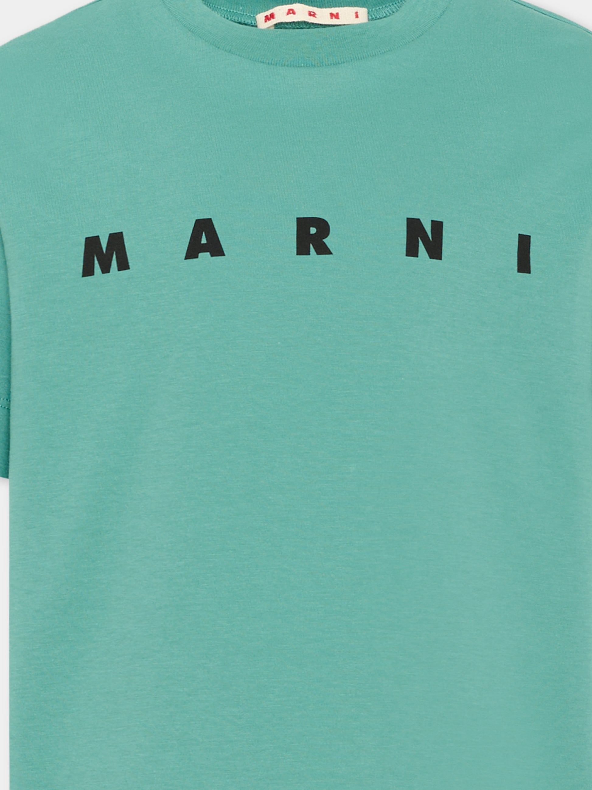 T-Shirt verde per bambini con logo,Marni Kids,M002MV M00RF 0M545