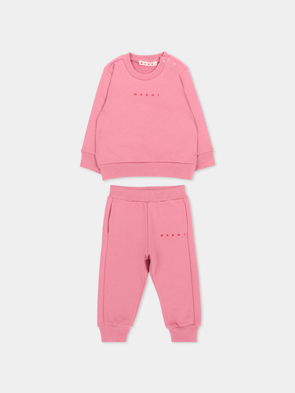 Completo sportivo rosa per neonata con logo,Marni Kids,M01607 M00V0 0M352