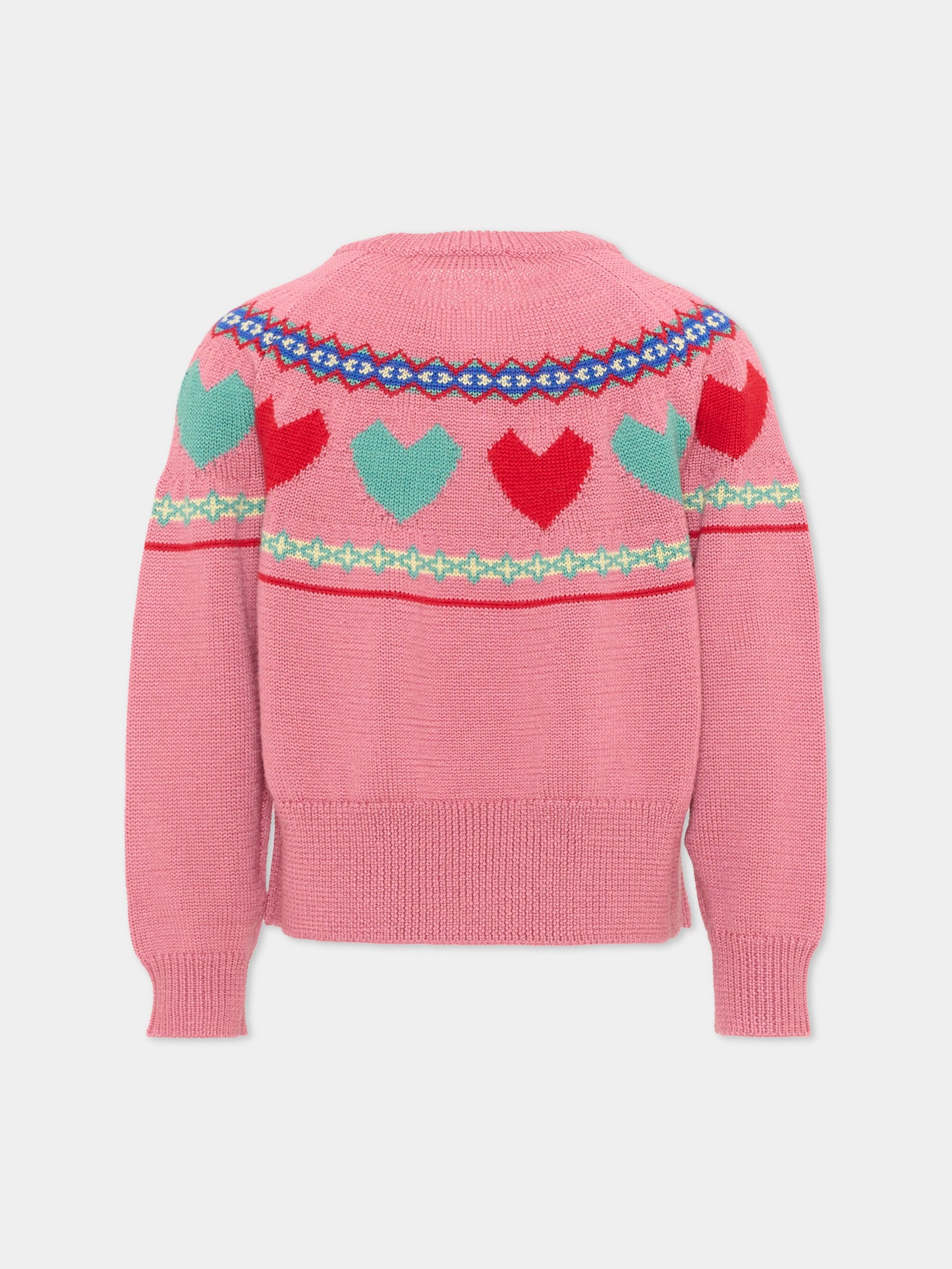 Maglione rosa per bambina a cuori,Marni Kids,M01870 M00XQ 0M352